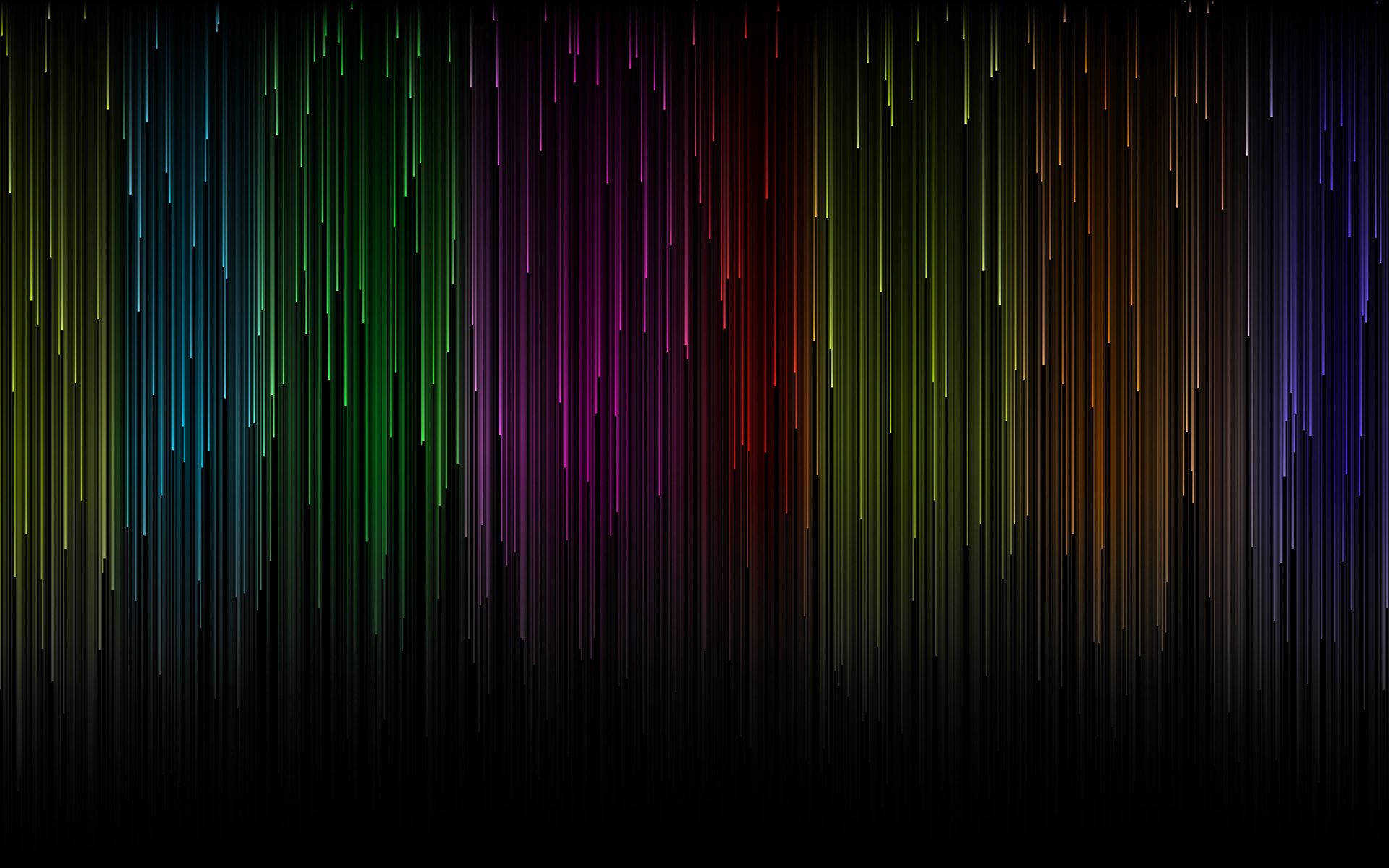 rainbow, neon lines, black void, Full HD Desktop Wallpaper