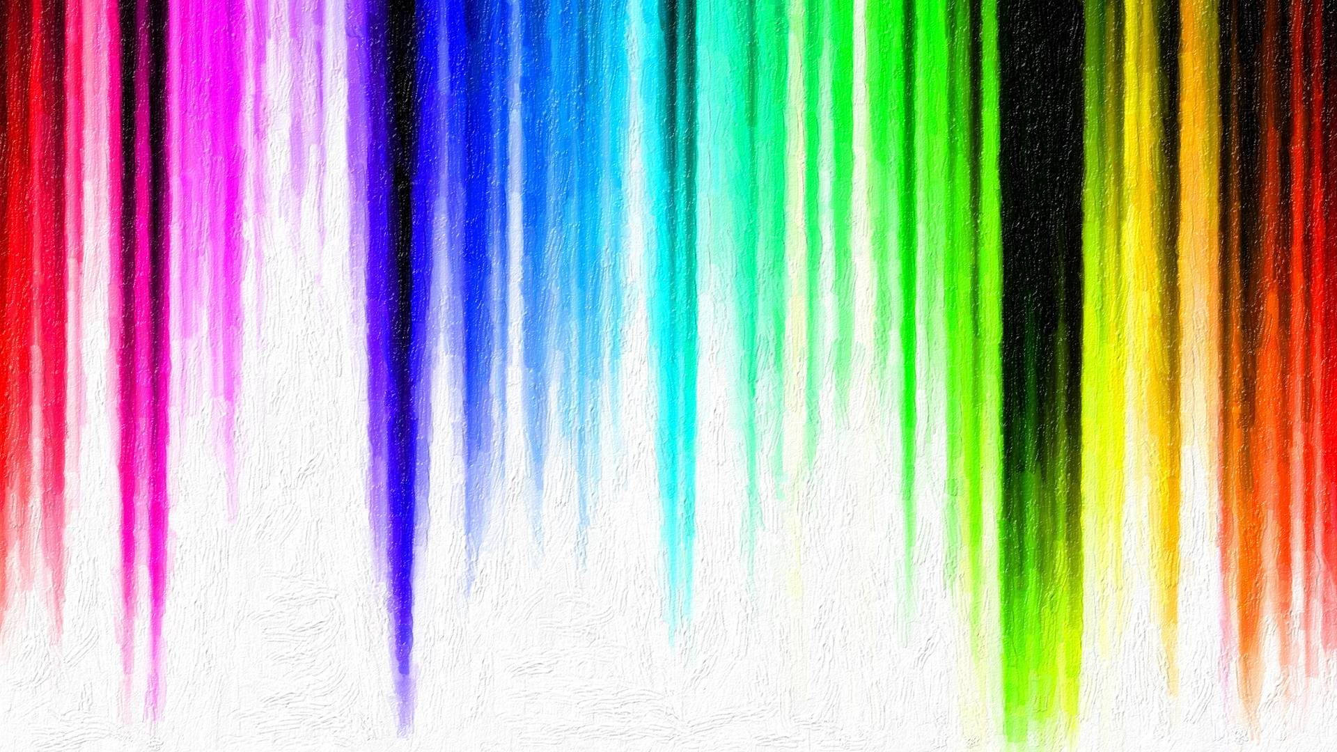 watercolor drip, rainbow colors, vertical streaks, Full HD Desktop Wallpaper