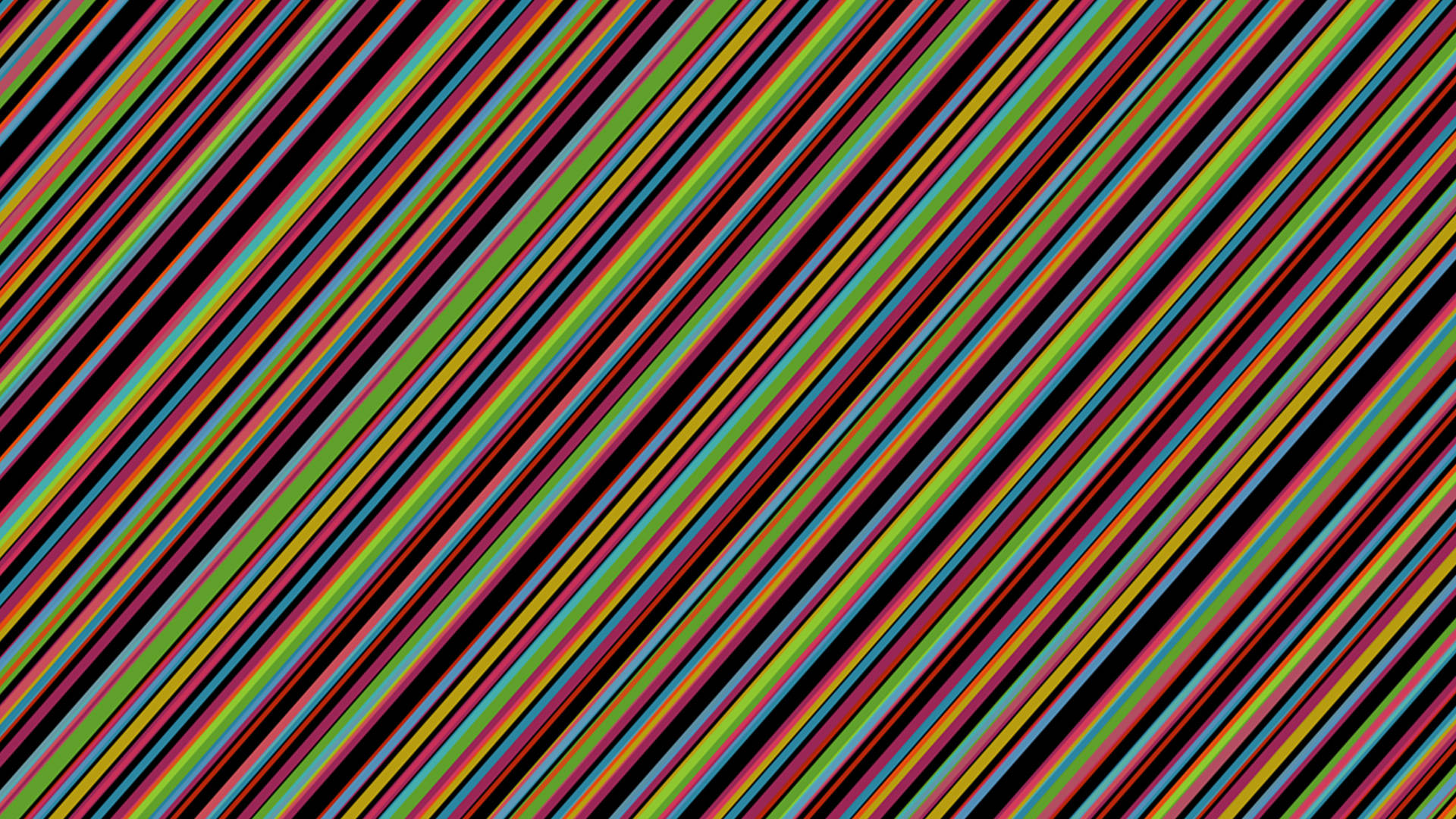 thin diagonal rainbow stripes, rainbow hues, black background, Full HD Desktop Wallpaper