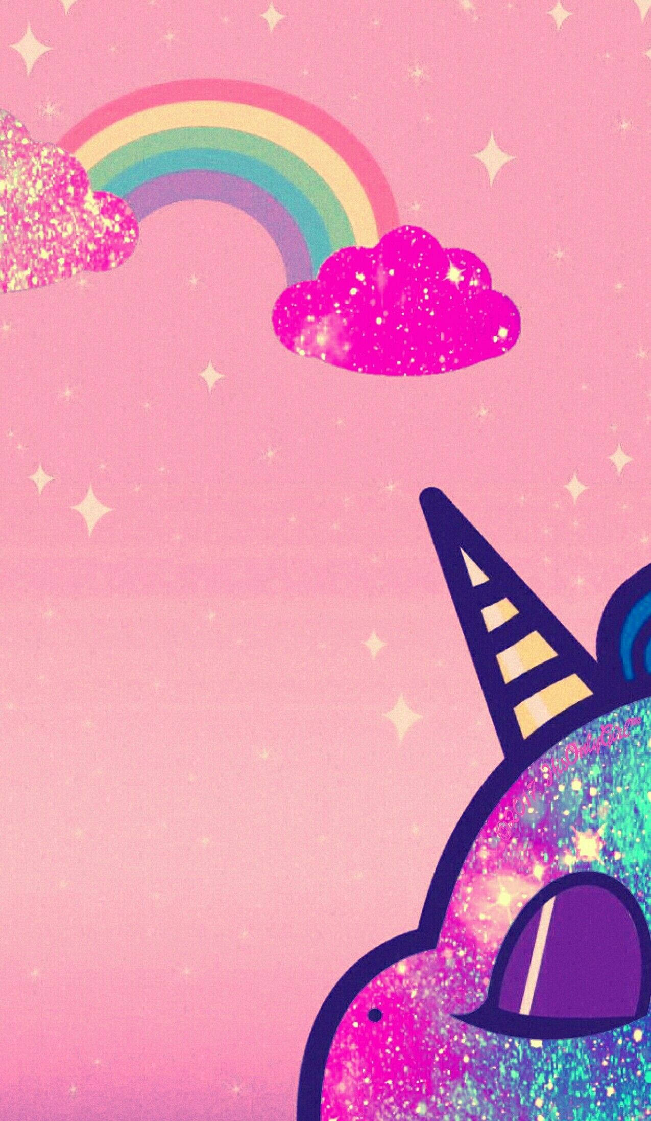 Galaxy Unicorn, colorful rainbow, pink sky, Full HD Phone Wallpaper