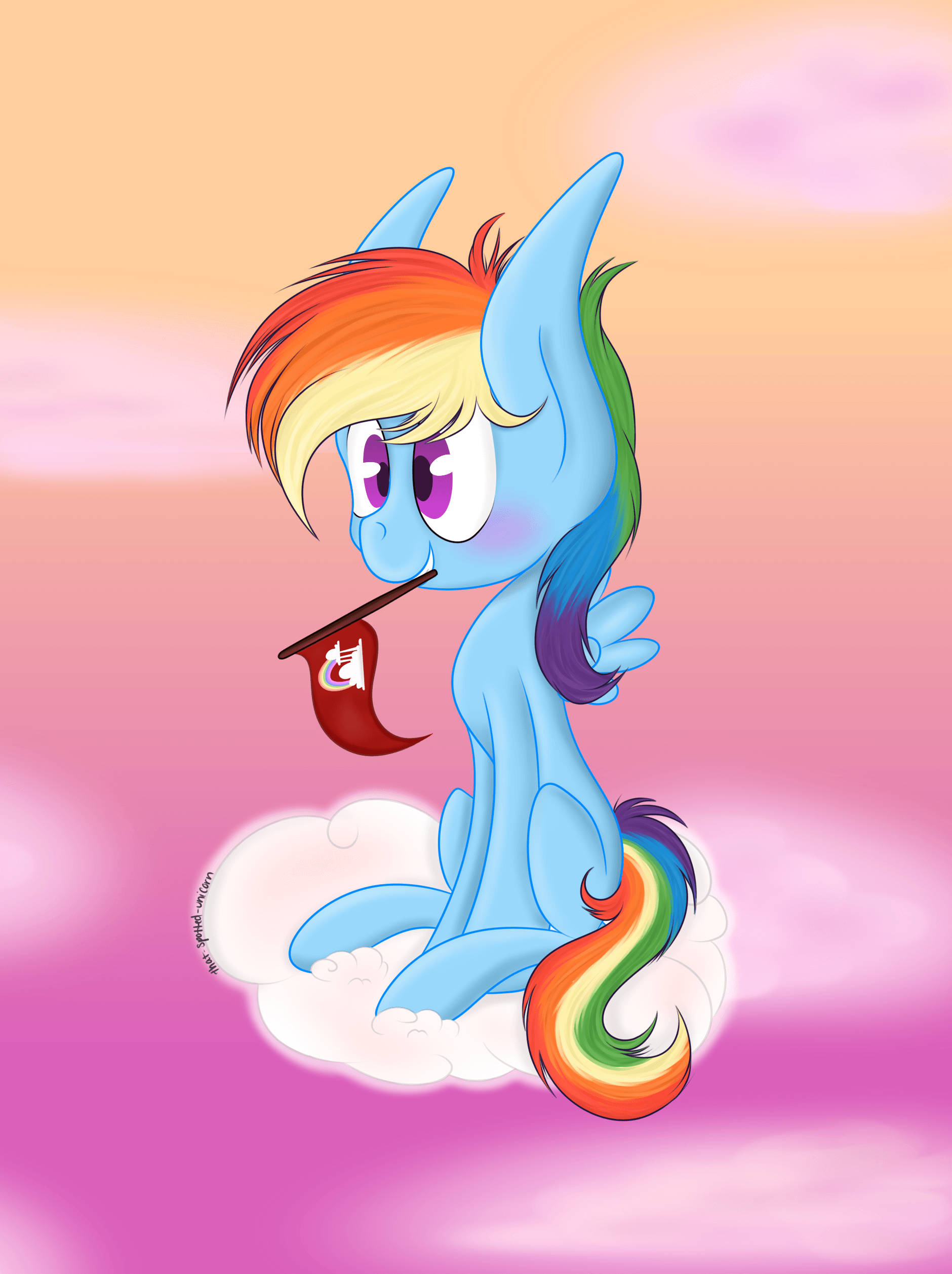 Rainbow Unicorn, red flag, blue pony, Full HD Phone Wallpaper