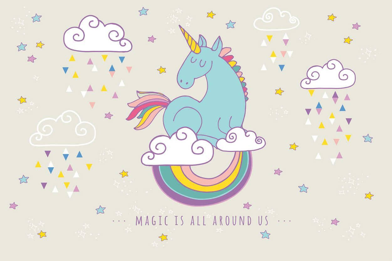 blue rainbow unicorn, pastel blue unicorn, rainbow mane, SD Desktop Wallpaper