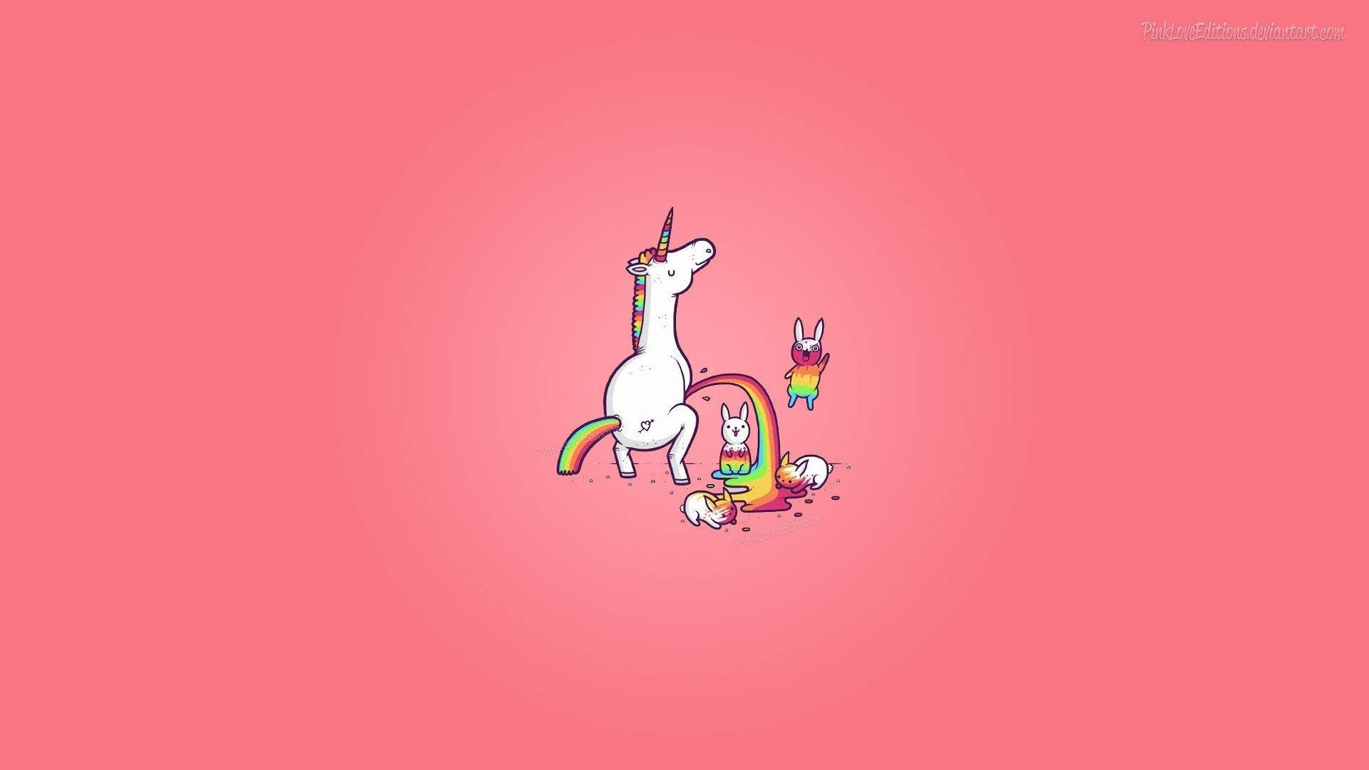 Rainbow Unicorn, whimsical cartoon unicorn, rainbow mane and tail, Full HD Desktop Wallpaper