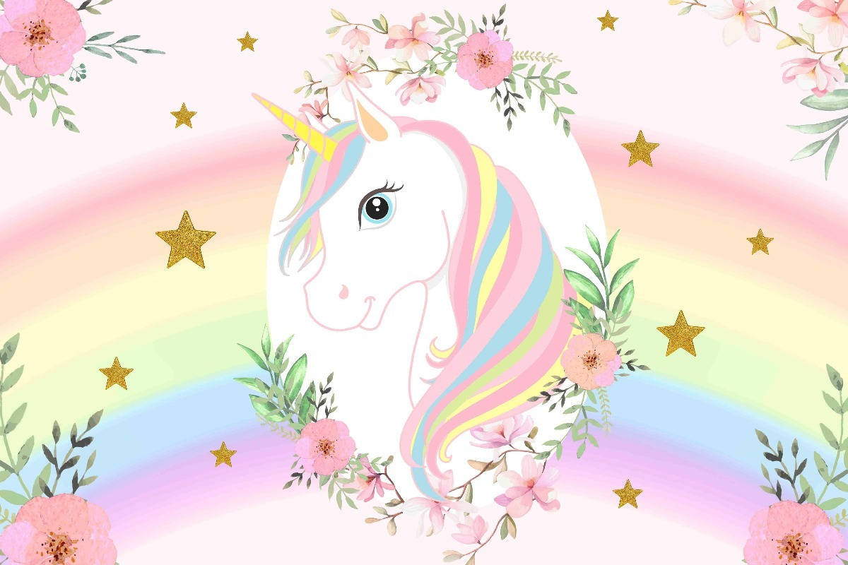 Rainbow Unicorn, rainbow mane, pastel rainbow, SD Desktop Wallpaper
