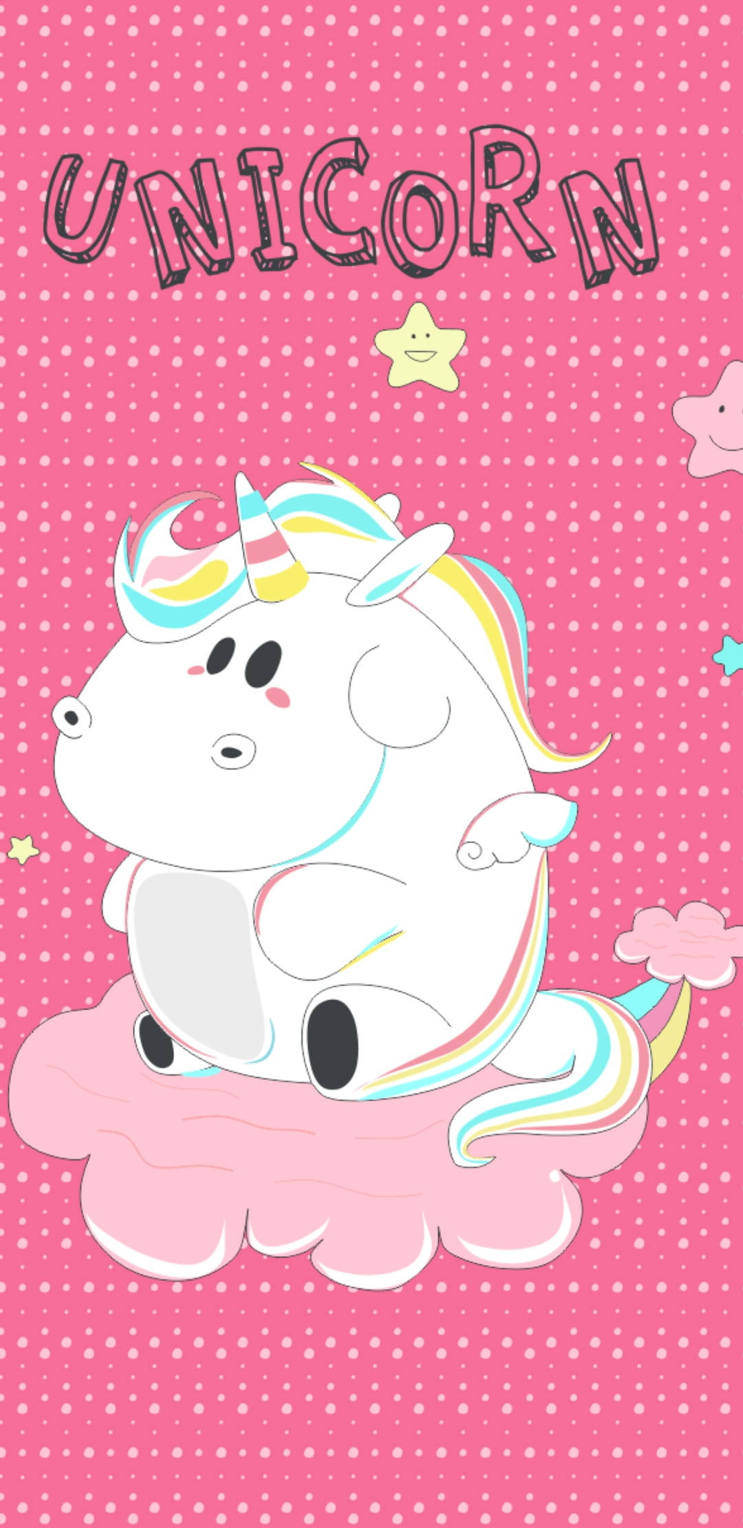 fluffy rainbow unicorn, rainbow mane, pink cloud, Full HD Phone Wallpaper