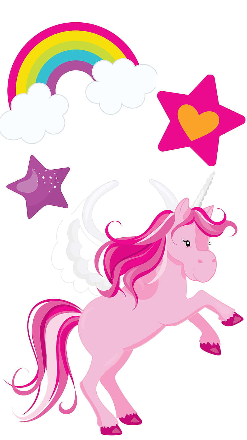 Magical Unicornand Rainbow, pink winged unicorn, flowing mane, HD Phone Wallpaper