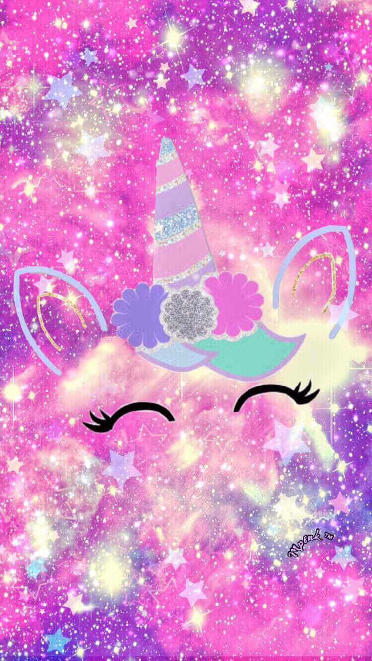 purple unicorn, cartoon unicorn, glittery horn, HD Phone Wallpaper