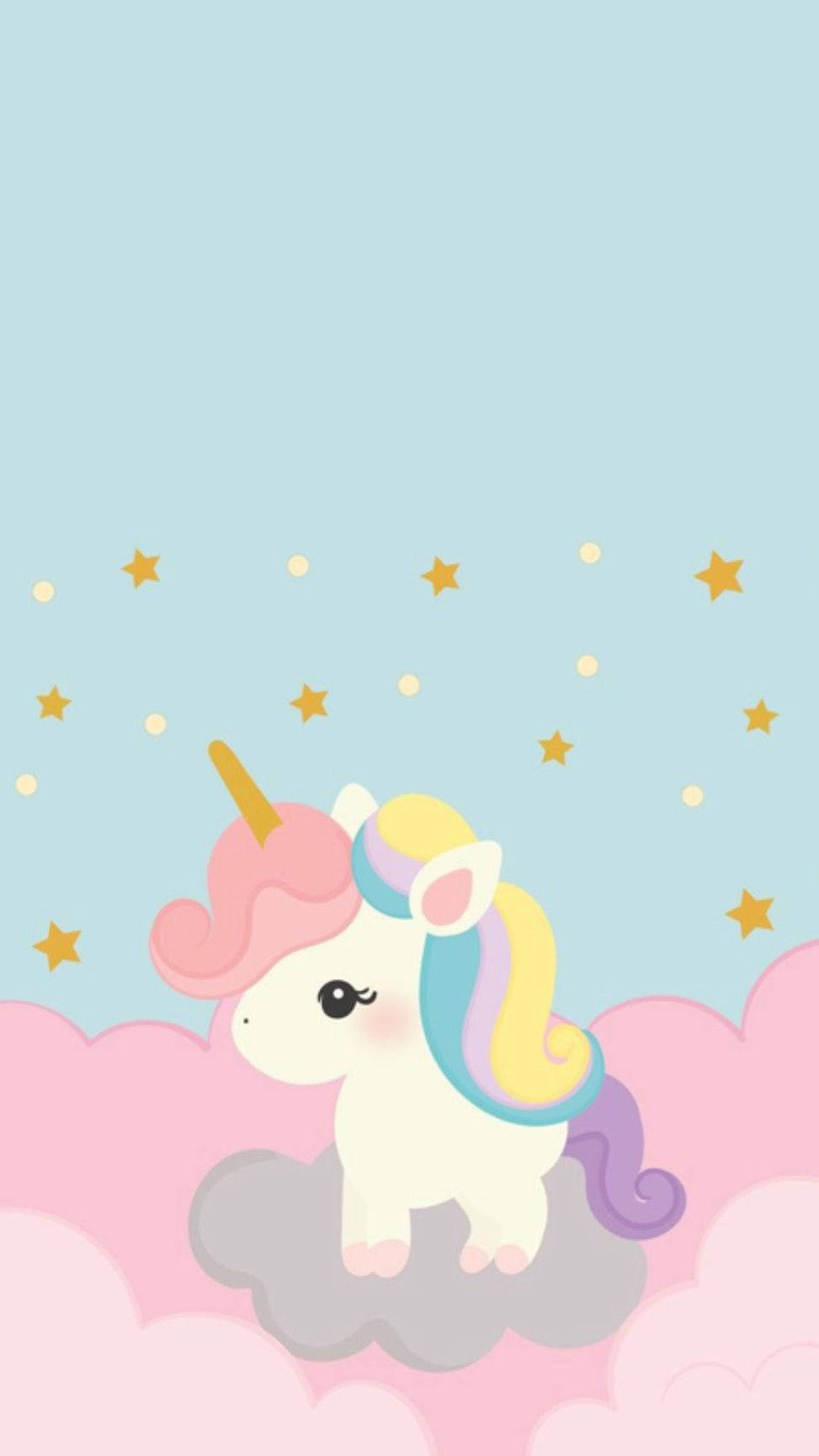 Curly Rainbow Unicorn, rainbow mane, golden horn, HD Phone Wallpaper