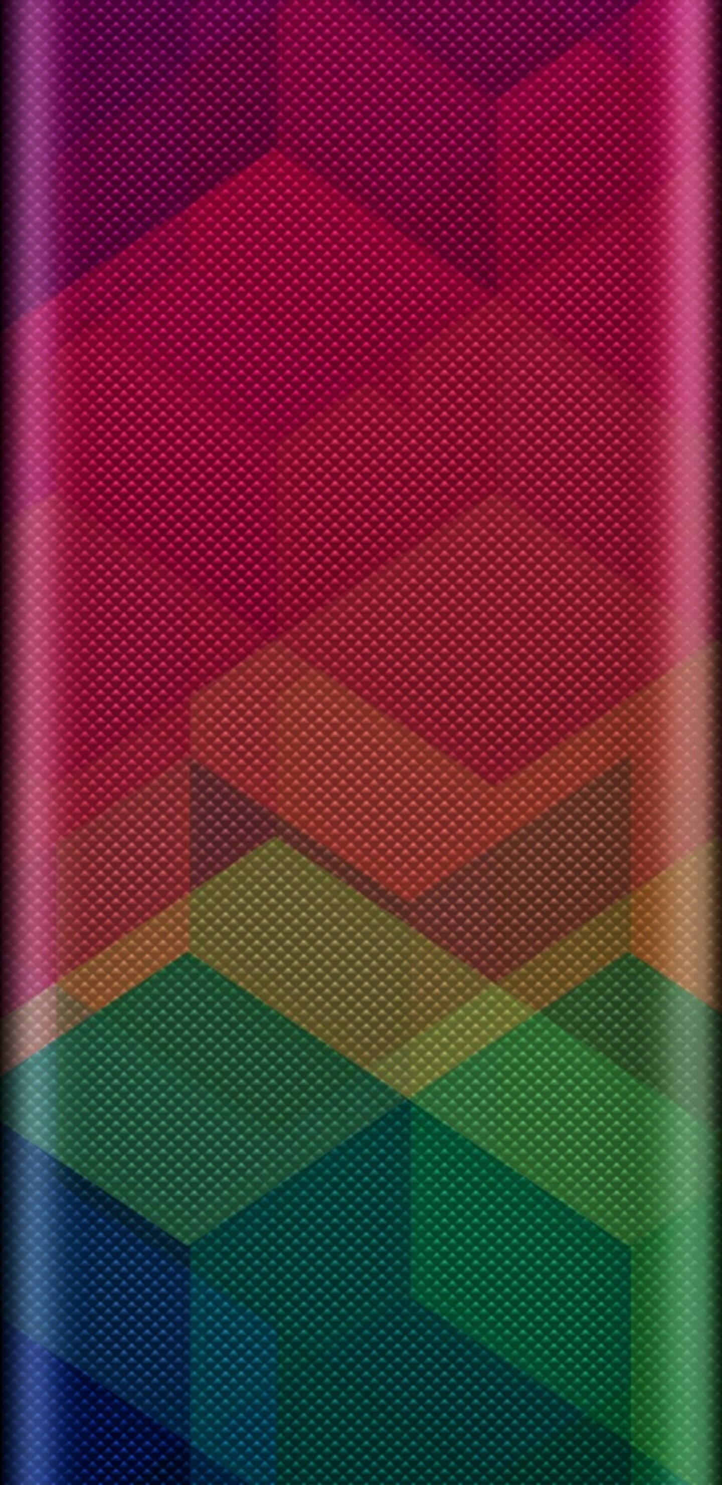 Samsung Full HD, textured rainbow blocks, vibrant geometric hexagons, 2K Phone Wallpaper