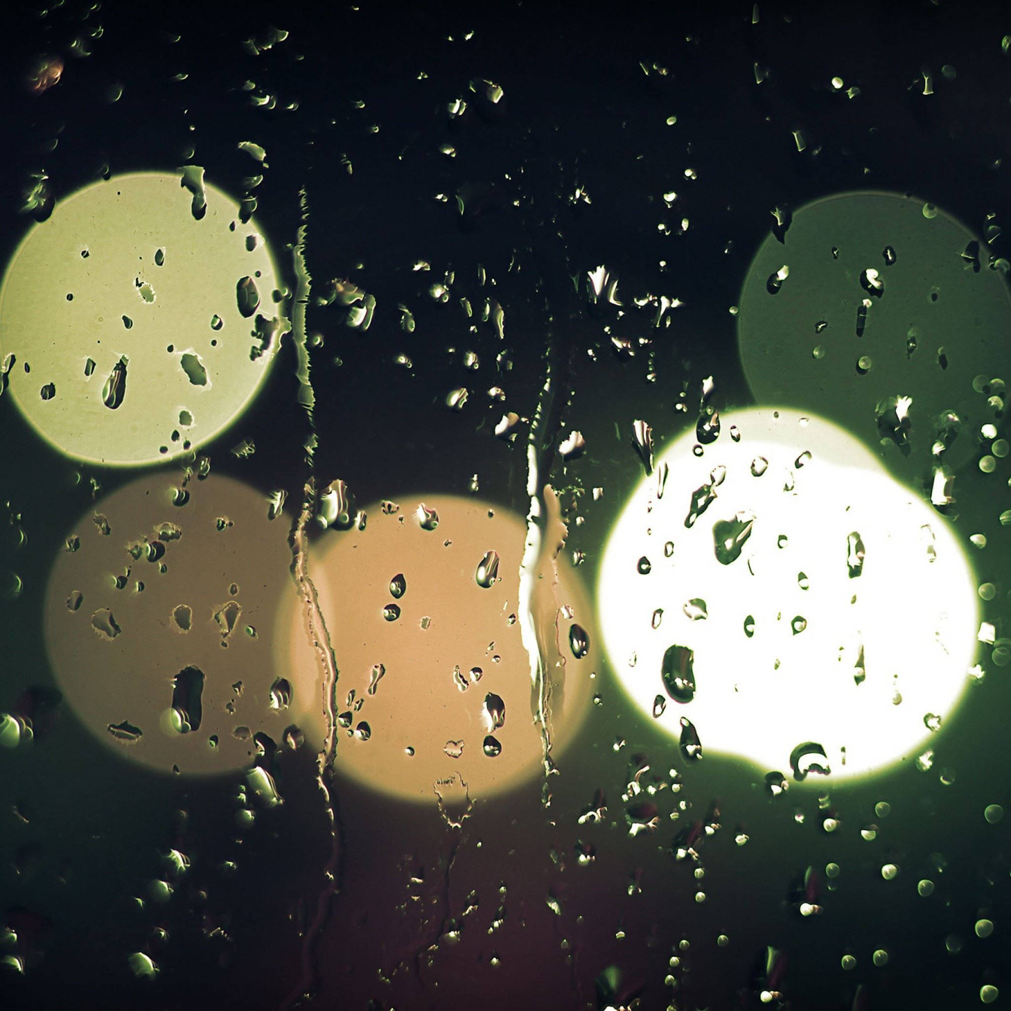Raindrops, colorful light orbs, window, Full HD Desktop Wallpaper