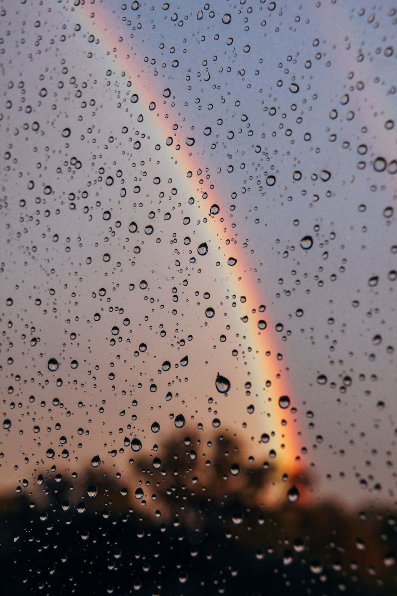 raindrops, window, rainbow, Full HD Phone Wallpaper