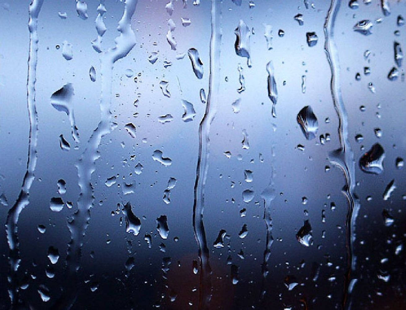 raindrops, glass pane, cool blue gradient sky, HD Desktop Wallpaper