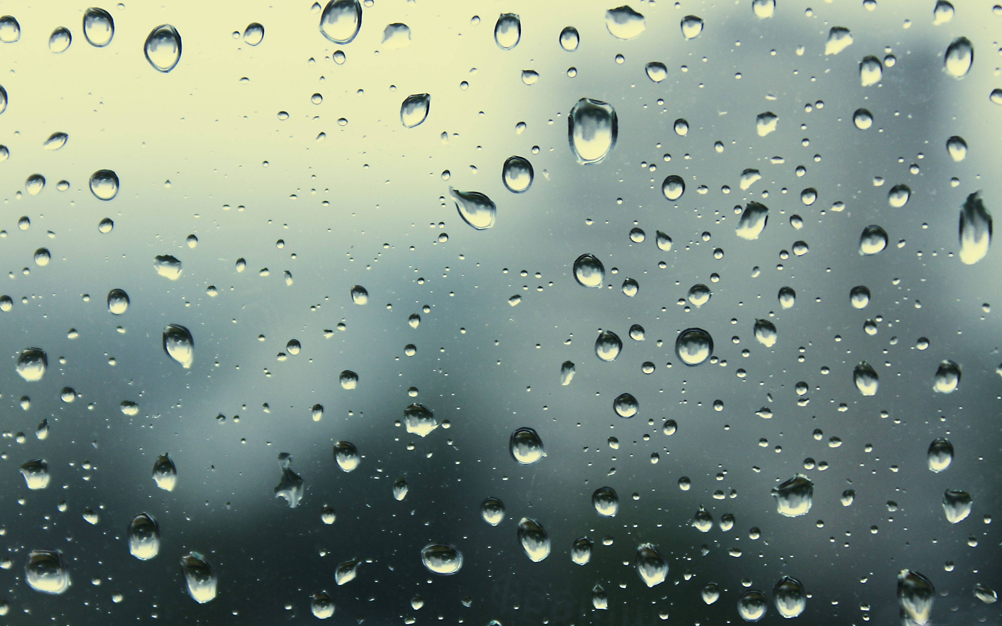 misty raindrops, glass pane, soft gradient sky, 4K Desktop Wallpaper