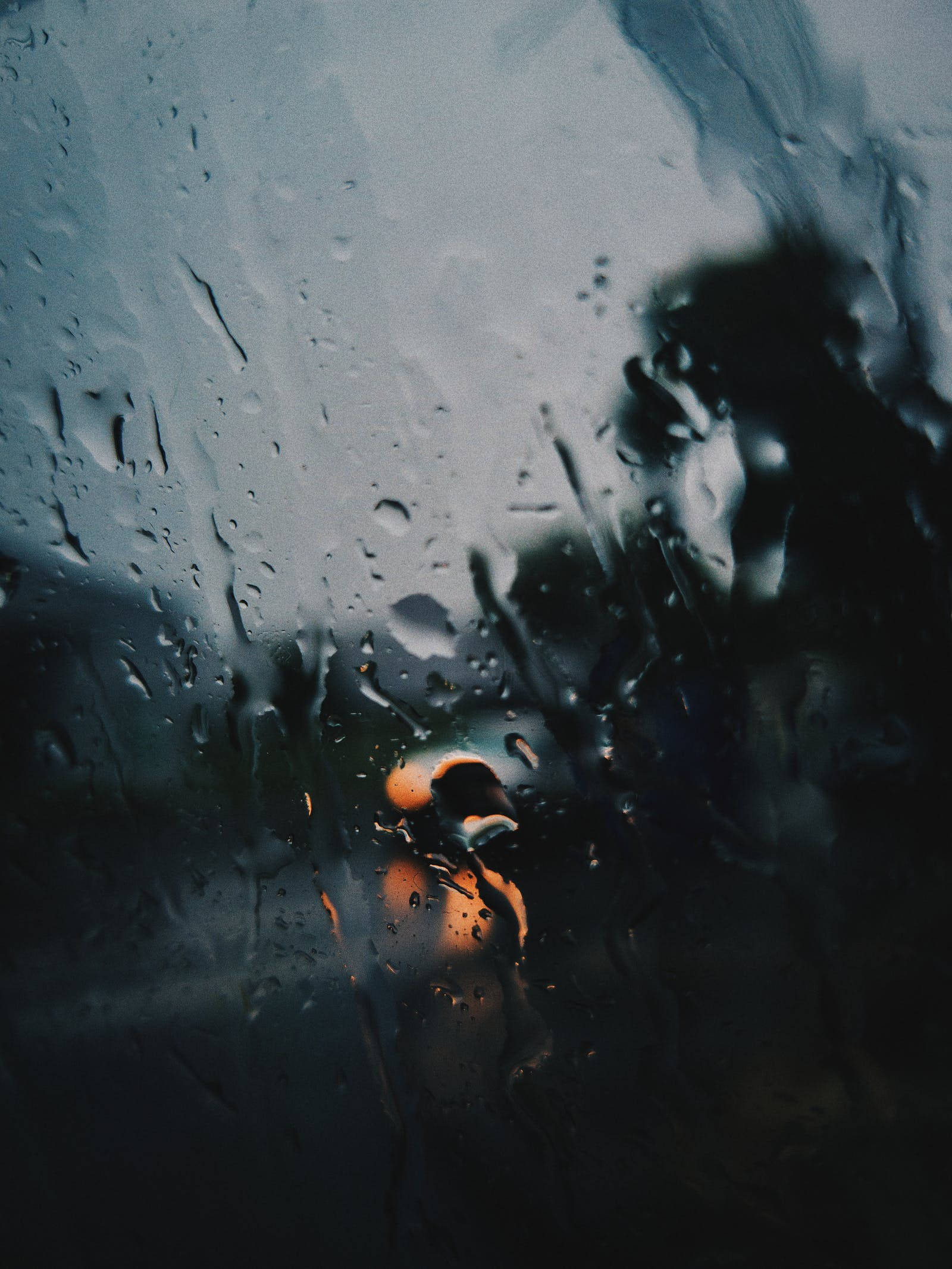 raindrops, window, blurred figure, Full HD Phone Wallpaper