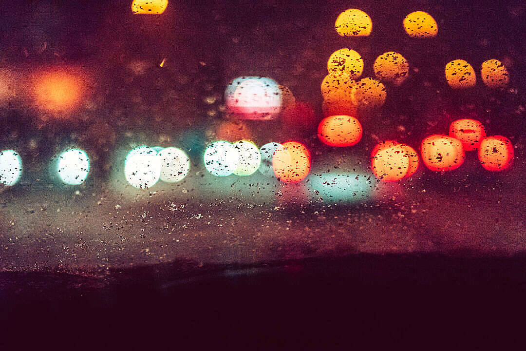 bokeh lights, raindrops, vibrant city lights, SD Desktop Wallpaper