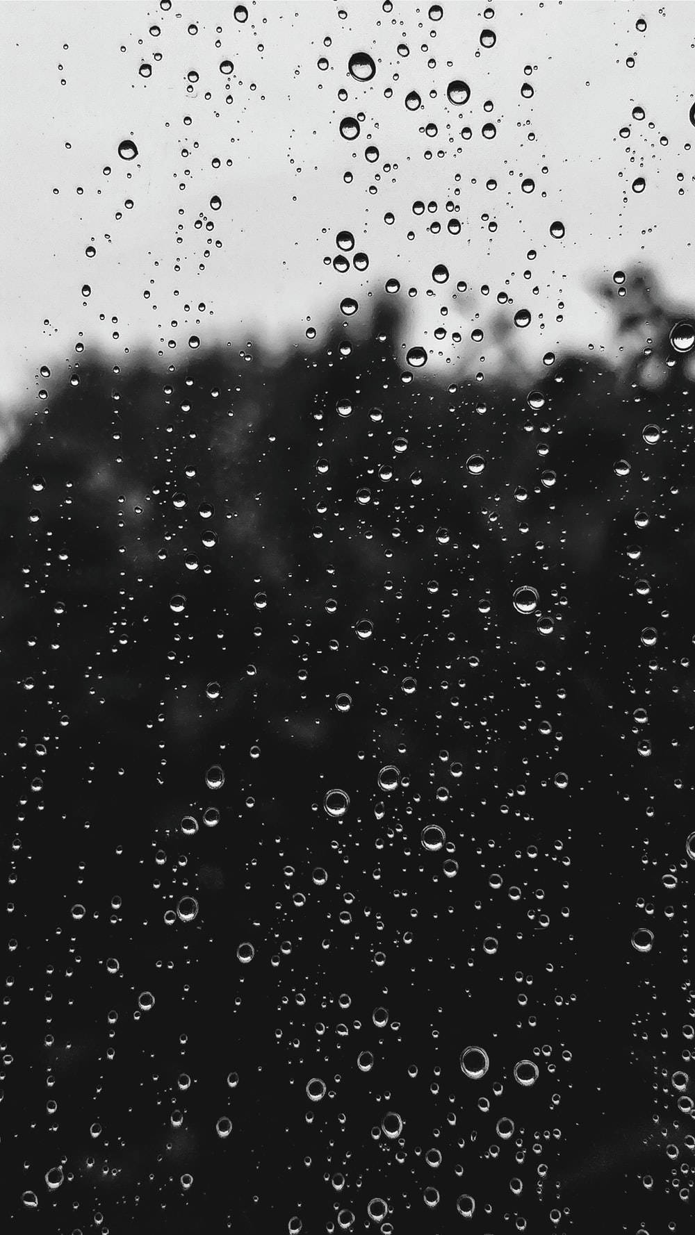 monochrome, rain droplets, windowpane, HD Phone Wallpaper