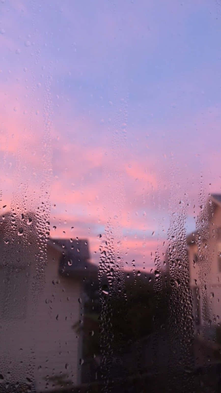Aesthetic Rain, pink and purple sunset, raindrops, HD Phone Wallpaper