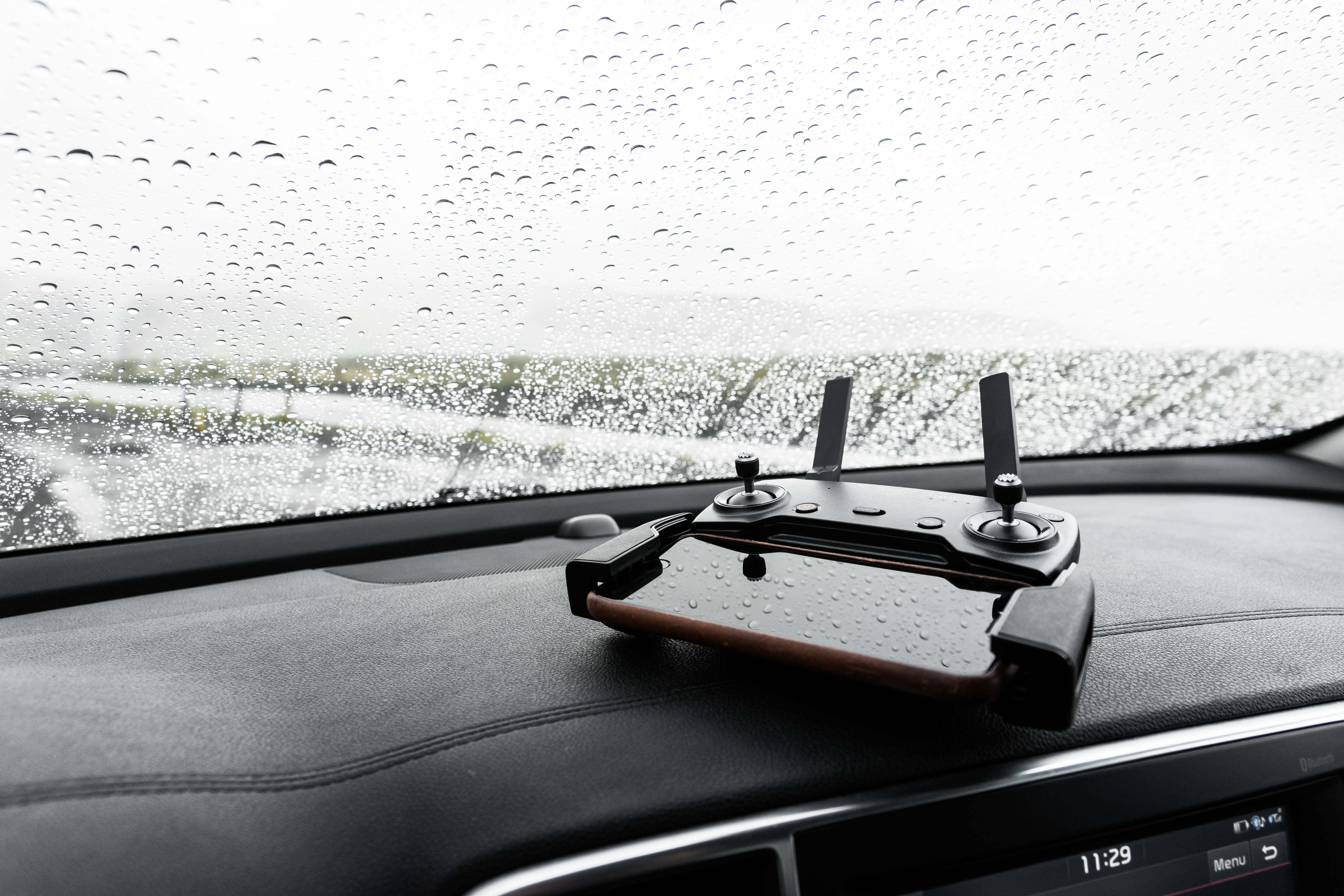 drone, raindrops, wet car dashboard, 4K Desktop Wallpaper