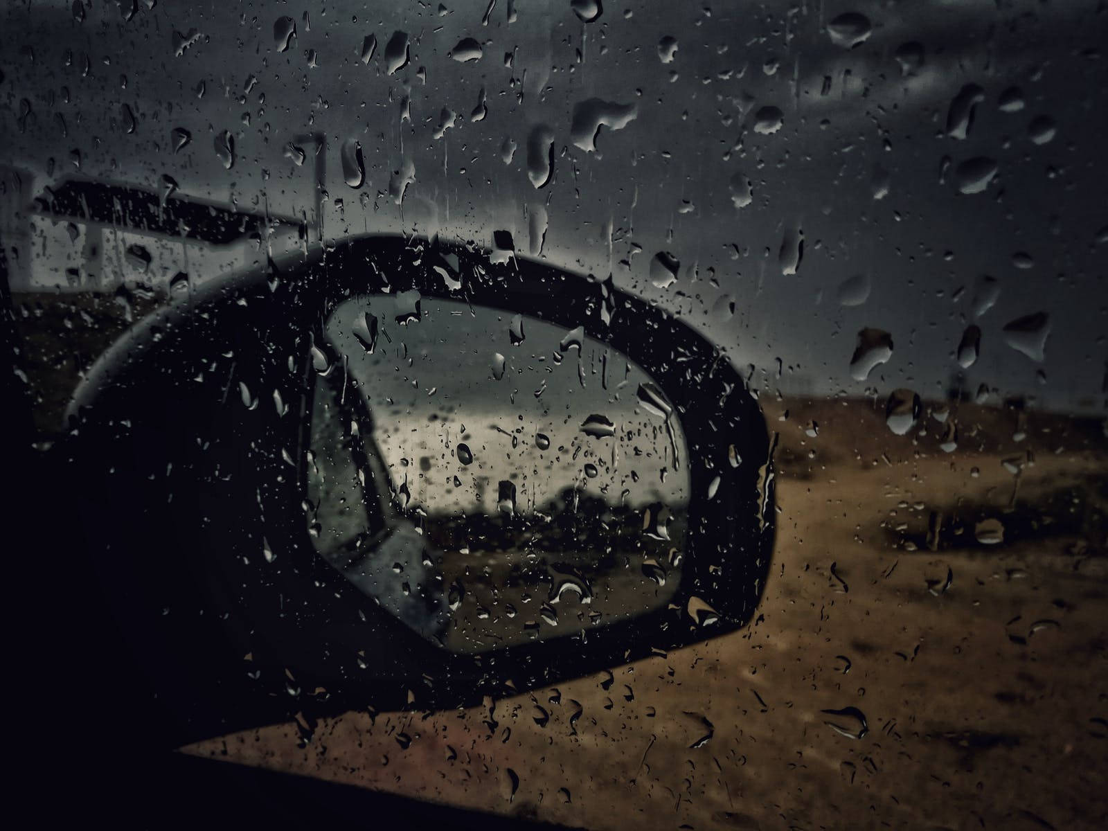 car window, raindrops, side mirror, HD Desktop Wallpaper