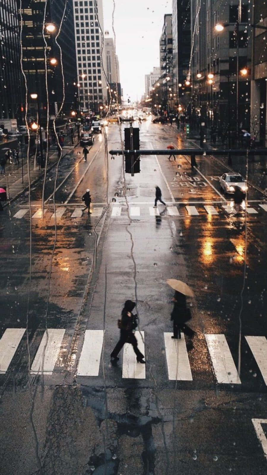 Aesthetic Rain, wet city roads, dusk, HD Phone Wallpaper