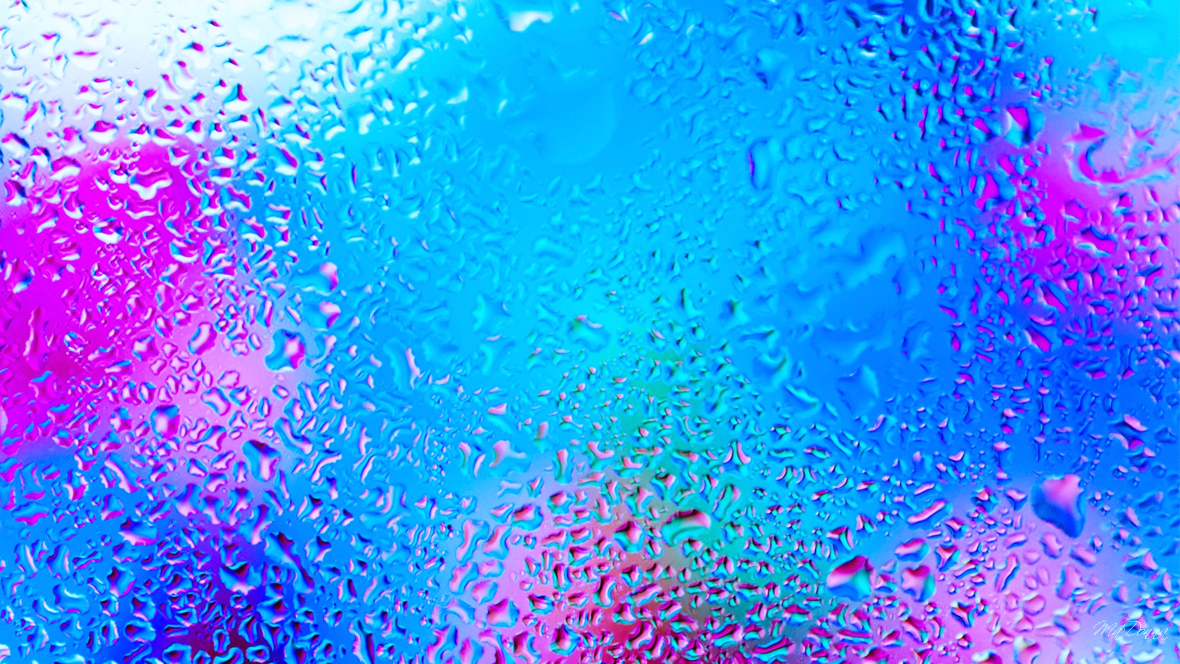 4D Ultra HD Glass Rainwater, vibrant blue, pink gradient, 4K Desktop Wallpaper