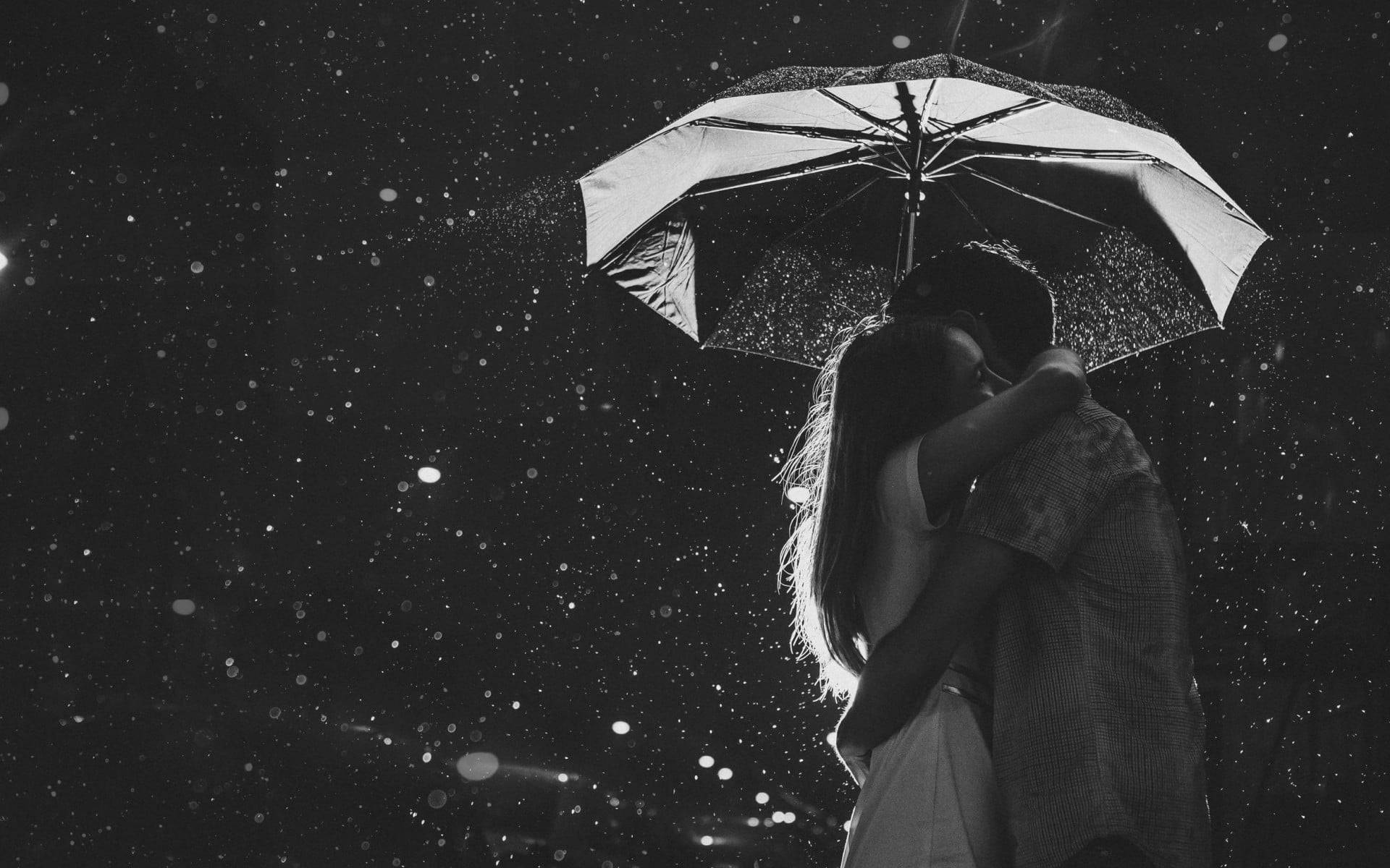 couple, umbrella, rain, Full HD Desktop Wallpaper