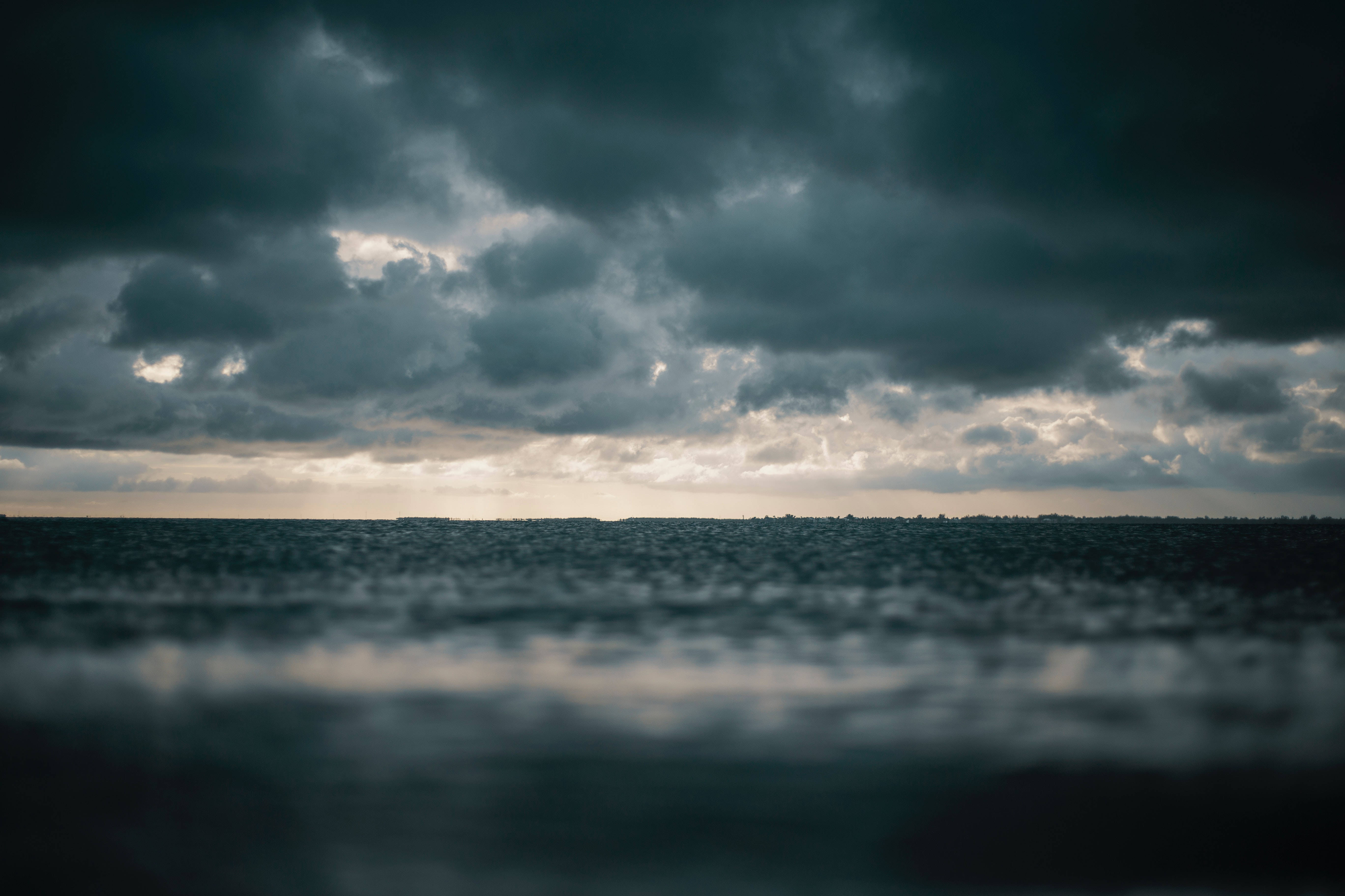 Rain, seascape, overcast sky, 5K Desktop Wallpaper