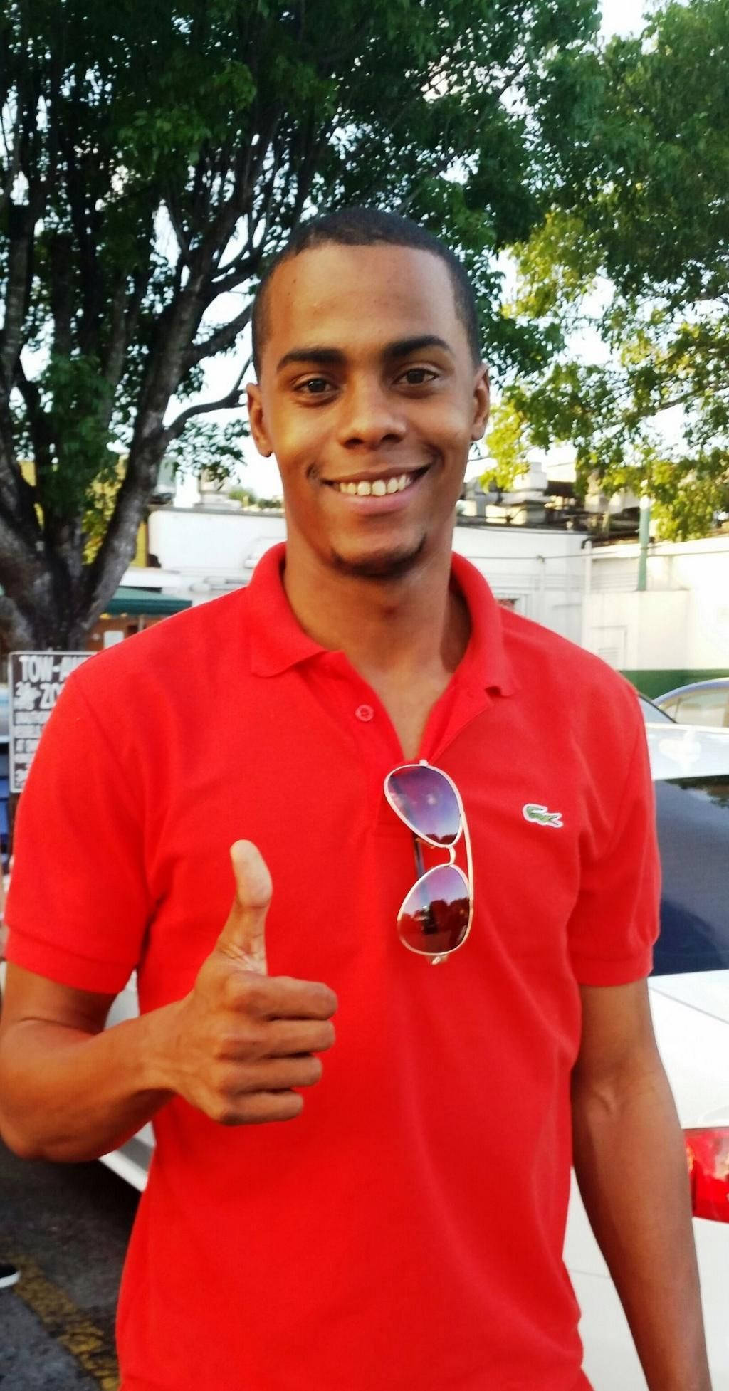 Raisel Iglesias, red polo shirt, sunglasses, Full HD Phone Wallpaper