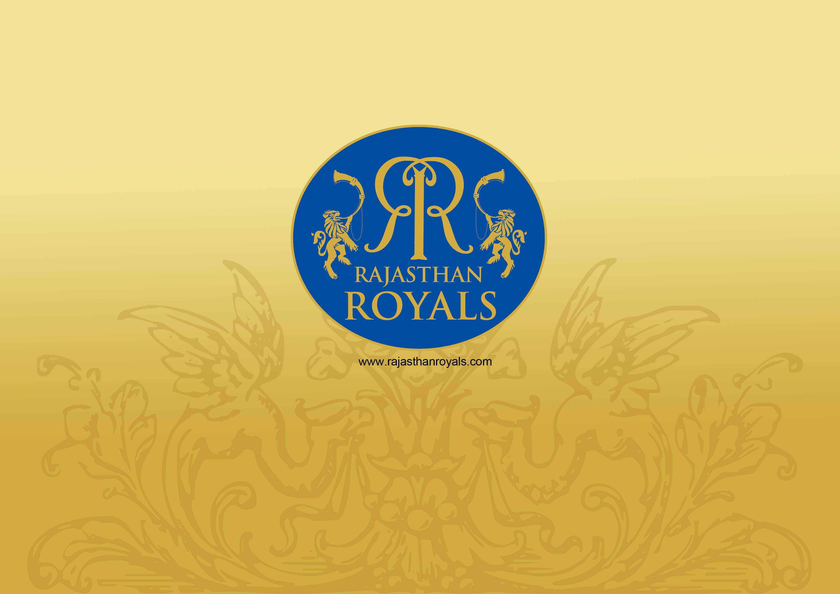 Rajasthan Royals, yellow background, golden gradient background, 2K Desktop Wallpaper