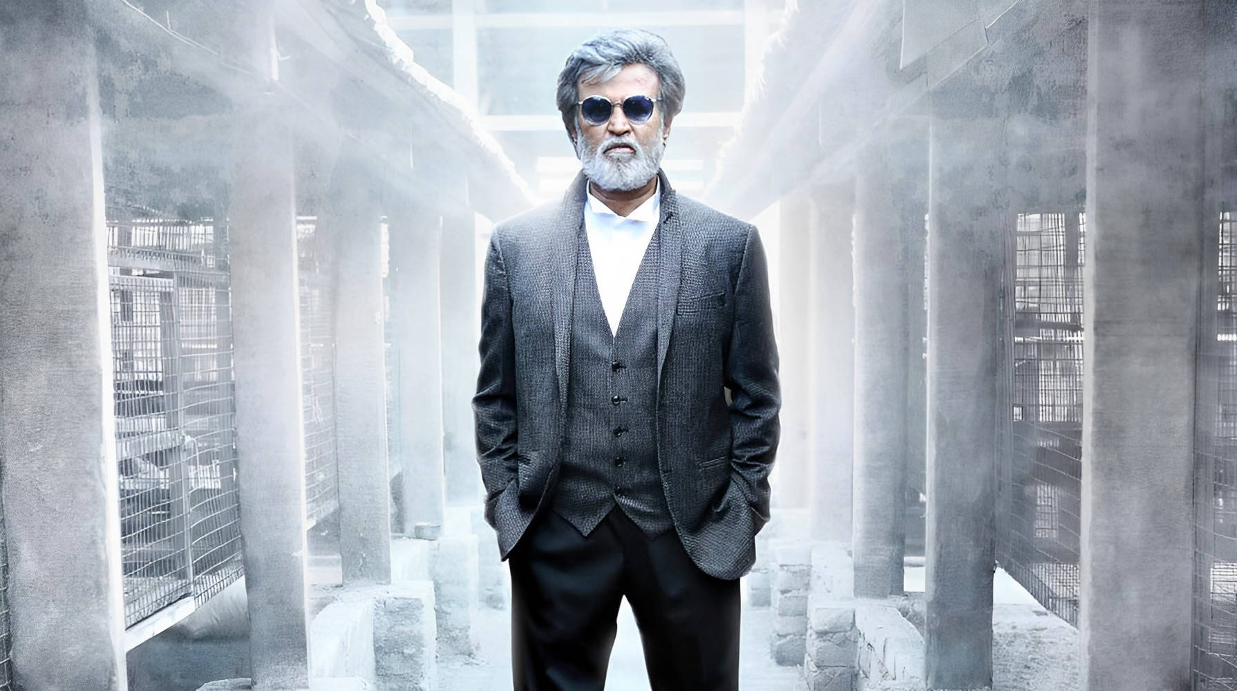 Rajinikanth, smoky formal suit, white beard, HD Desktop Wallpaper