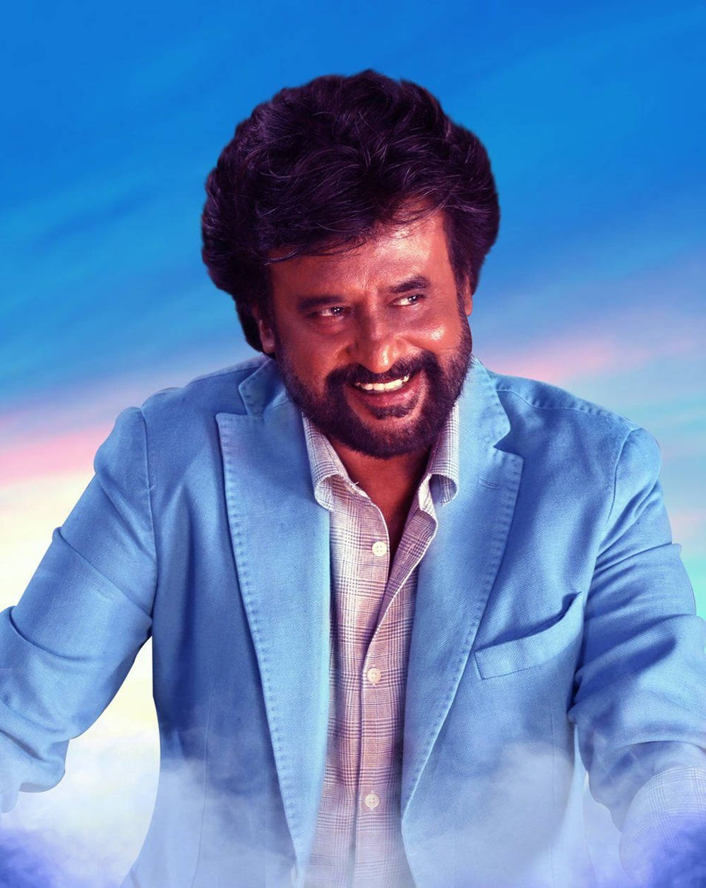 Rajinikanth, blue coat, light blue blazer, SD Phone Wallpaper