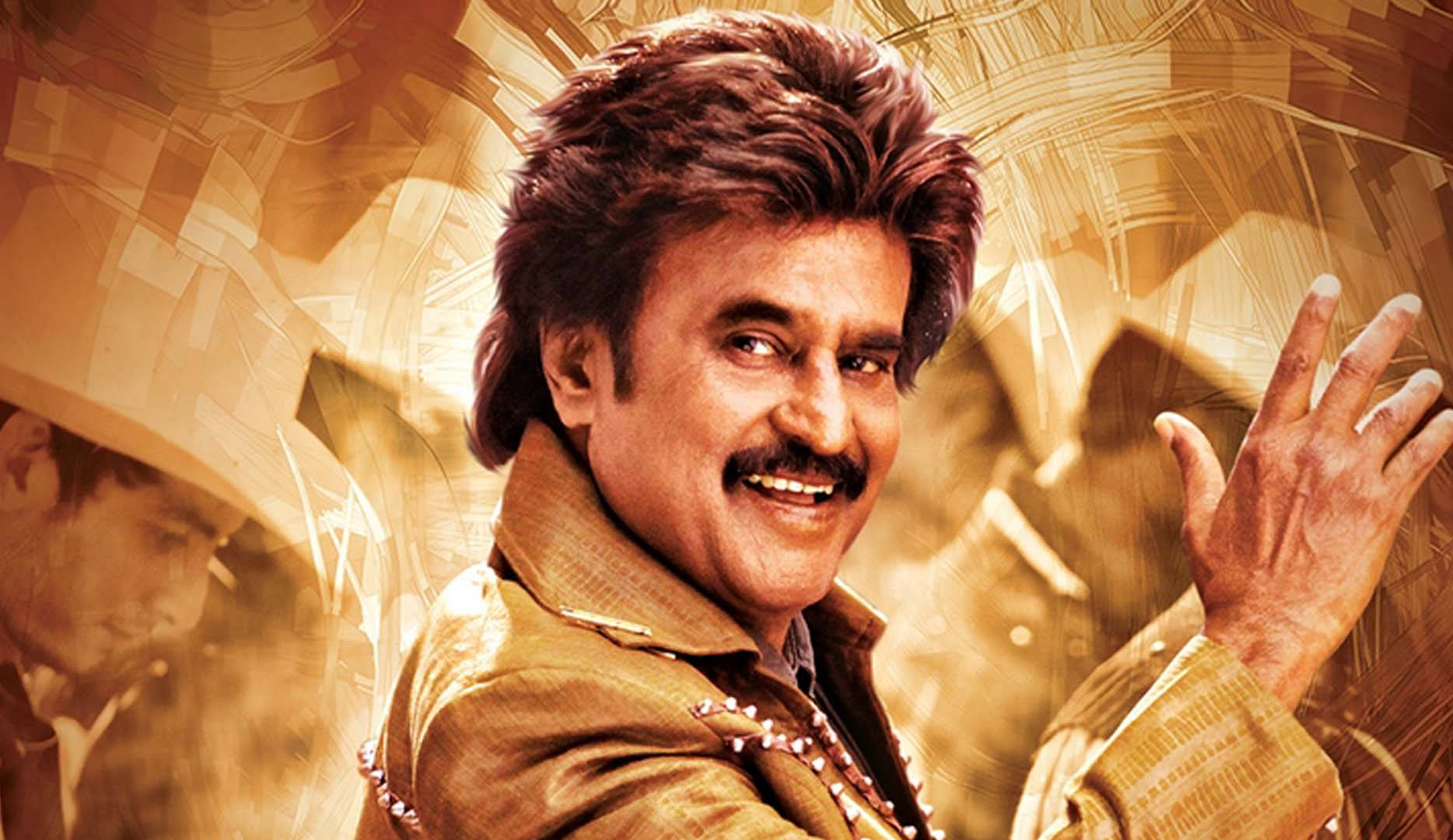 Rajinikanth, golden jacket, mustache, HD Desktop Wallpaper