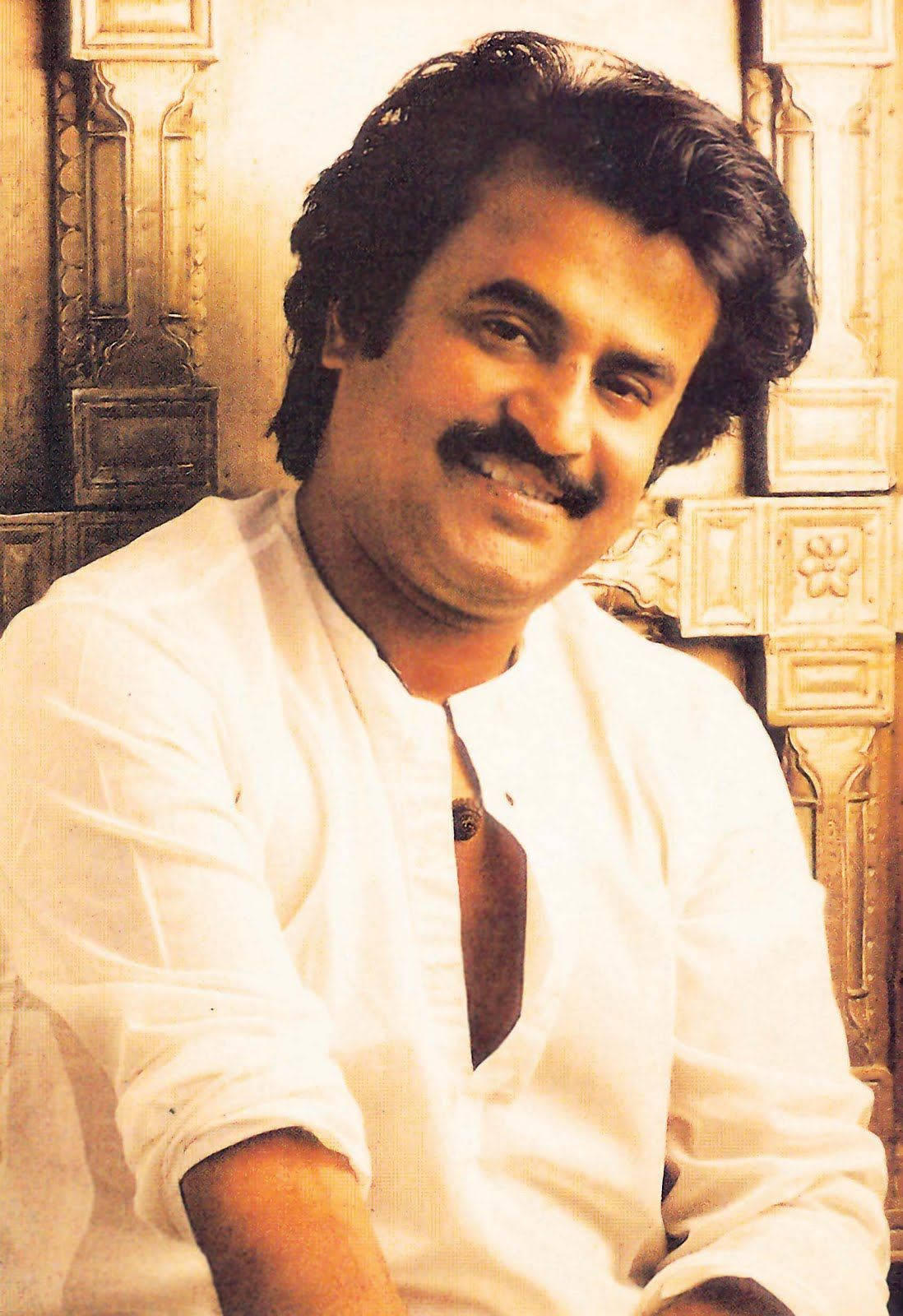 Rajinikanth, golden wall, white shirt, HD Phone Wallpaper