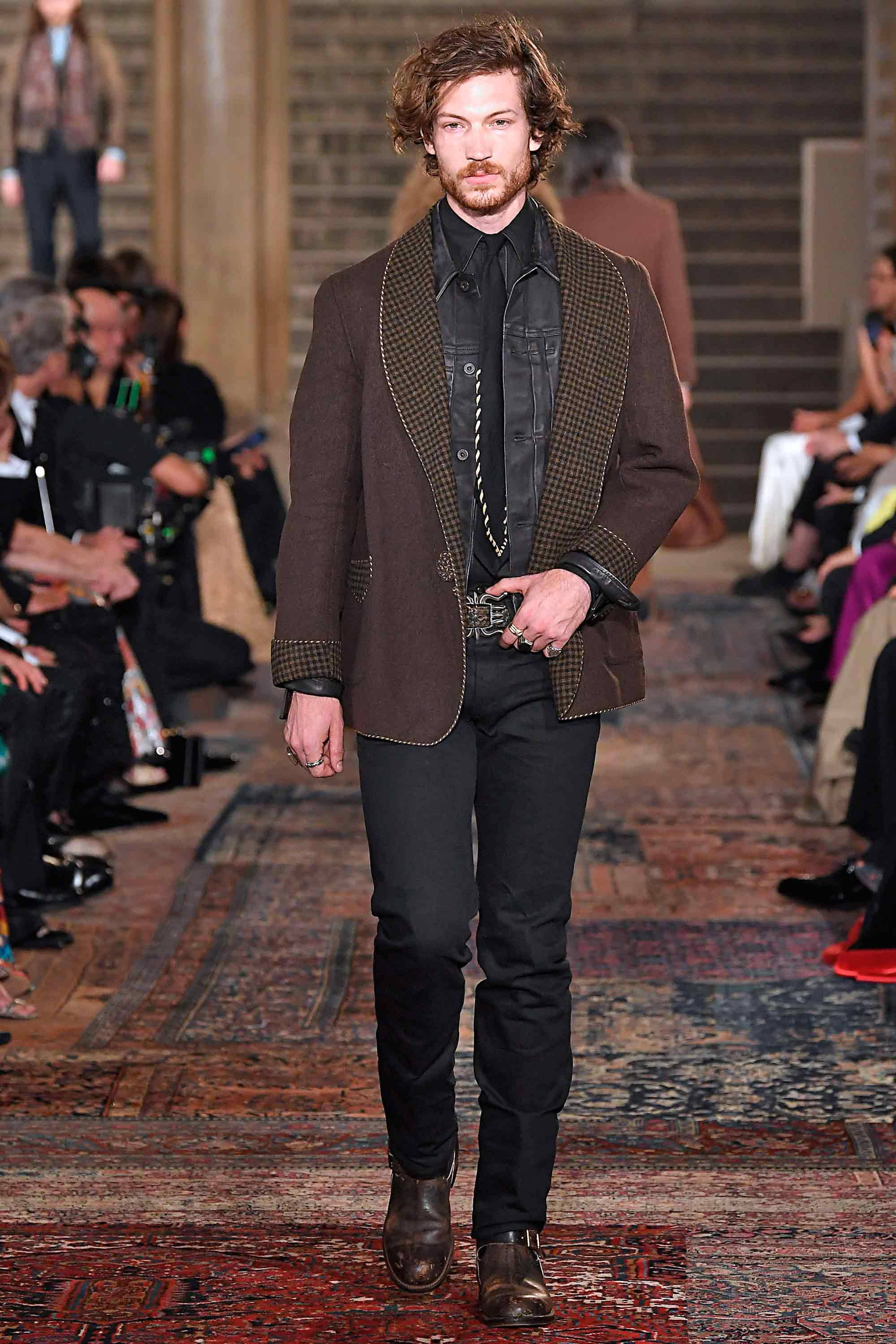 Ralph Lauren Corporation, brown checkered blazer, black shirt, 2K Phone Wallpaper