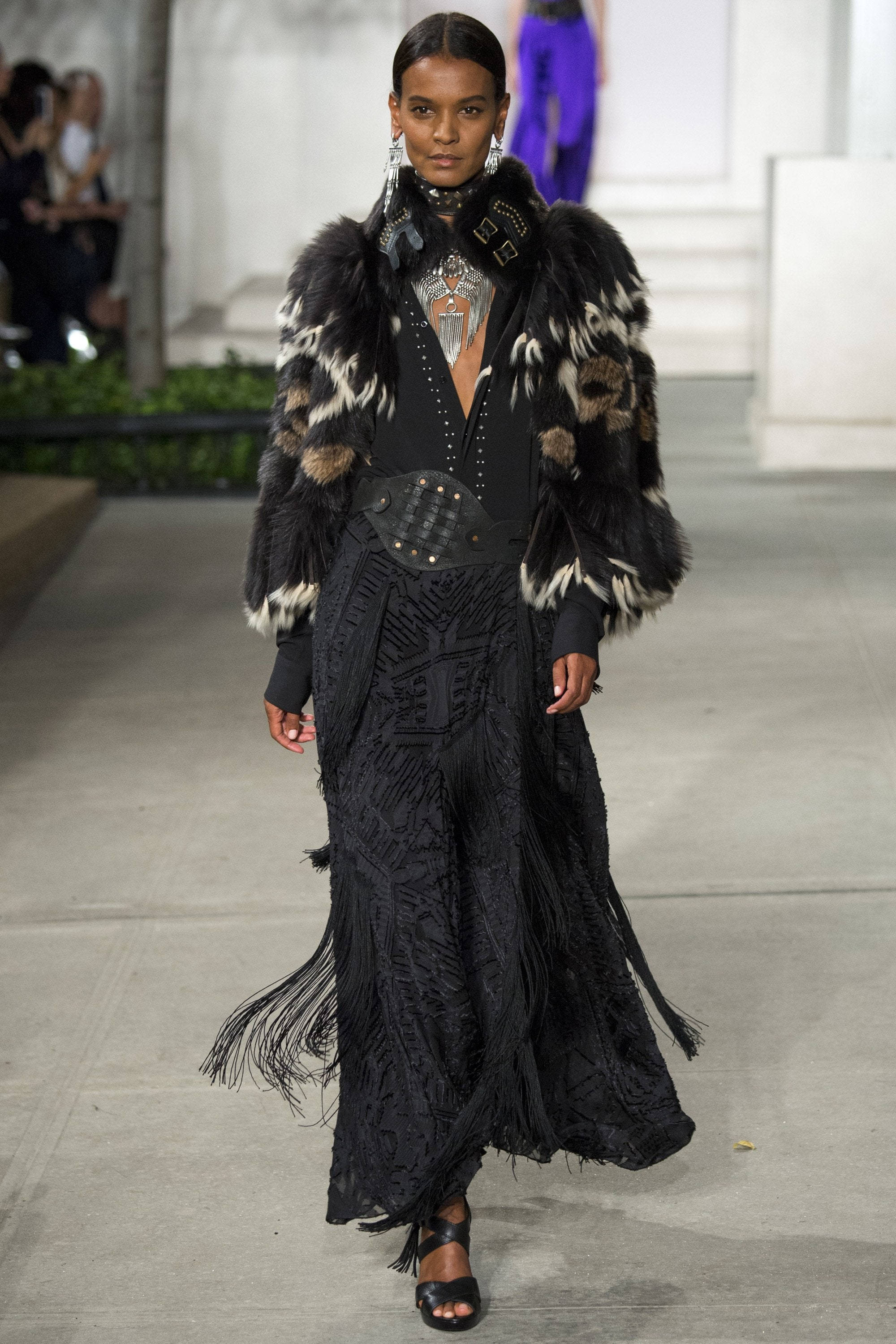 Ralph Lauren Corporation, black clothing, black fur-trimmed outfit, 2K Phone Wallpaper