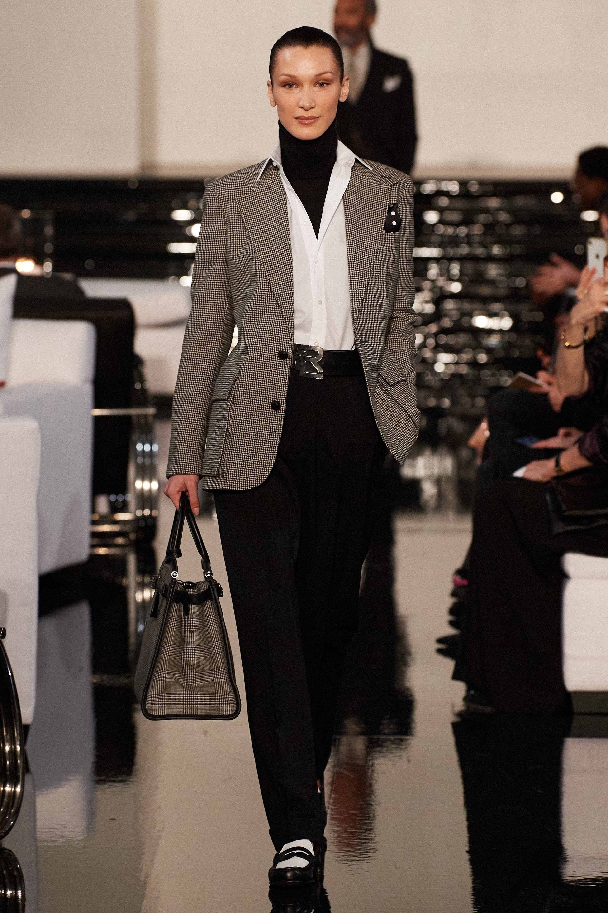 Ralph Lauren Corporation, woman, gray coat, 4K Phone Wallpaper