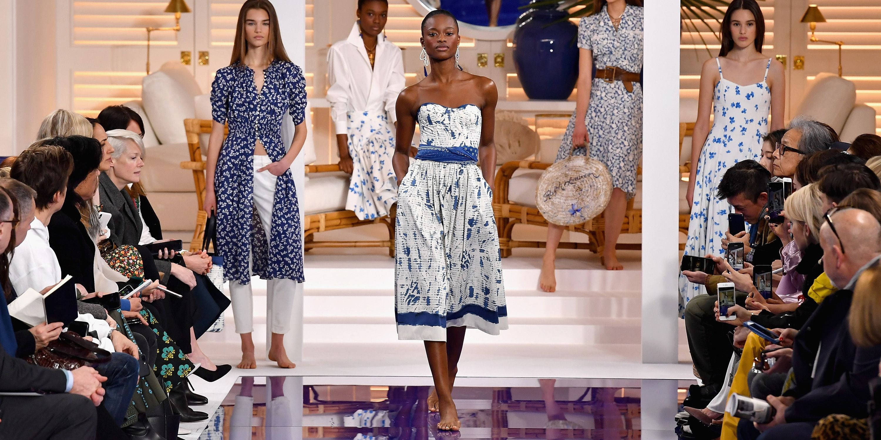 Ralph Lauren Corporation, white dress, blue and white floral dresses, 2K Desktop Wallpaper