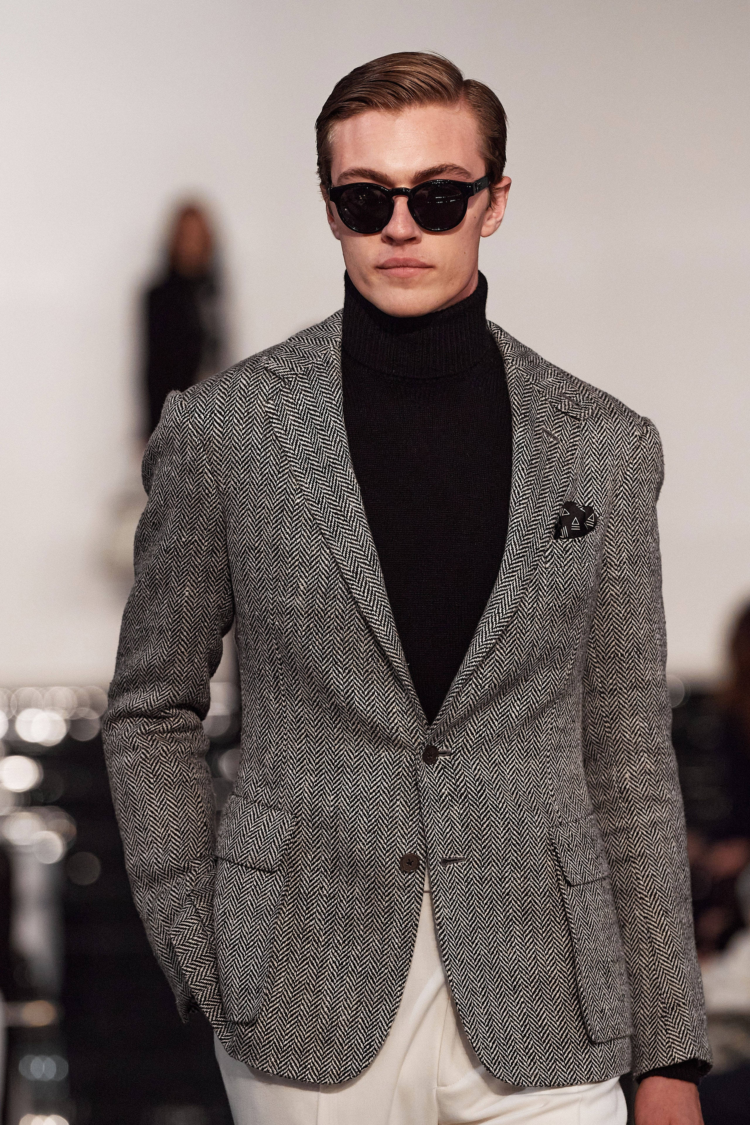 Ralph Lauren Corporation, herringbone blazer, black turtleneck, 4K Phone Wallpaper