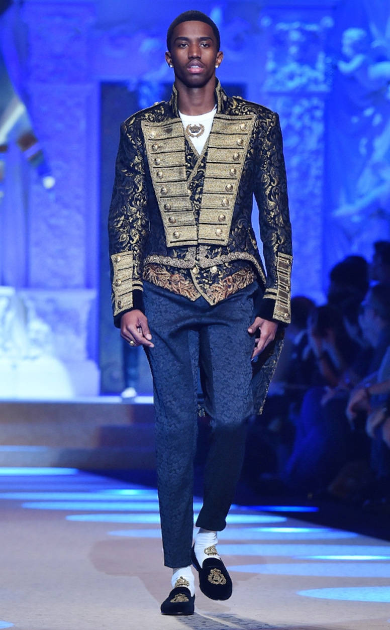 Ralph Lauren Corporation, black and gold military-style jacket, intricate embroidery, SD Phone Wallpaper