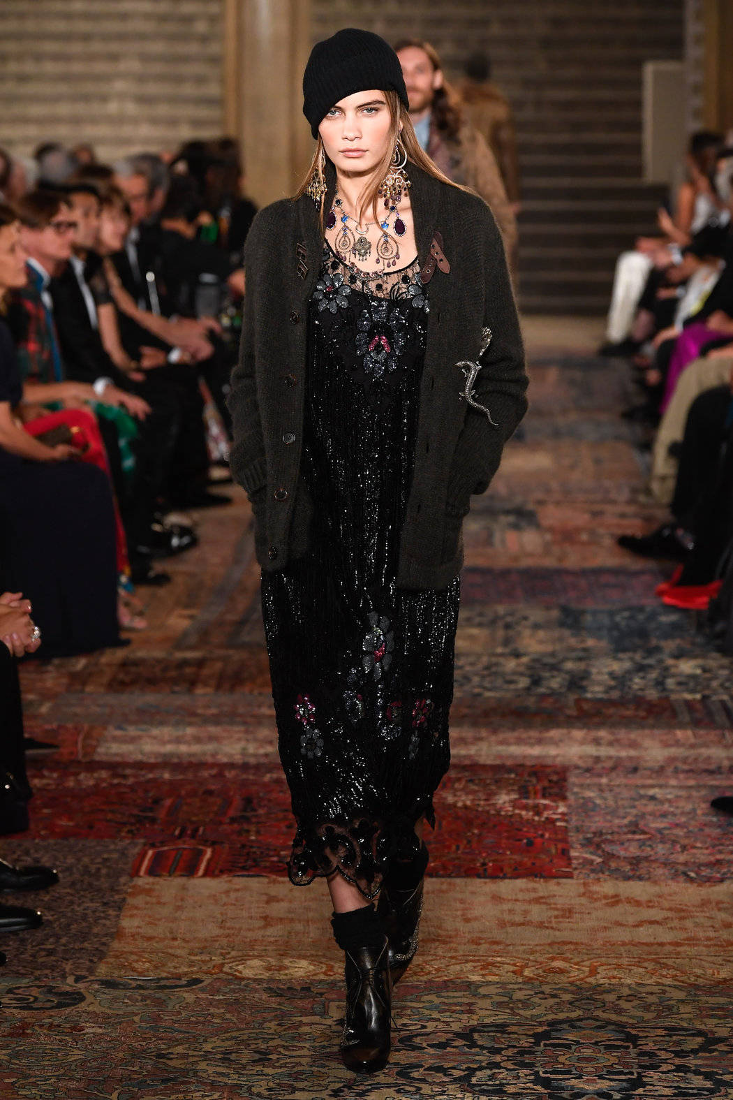 Ralph Lauren Corporation, black beanie, sequined dress, HD Phone Wallpaper