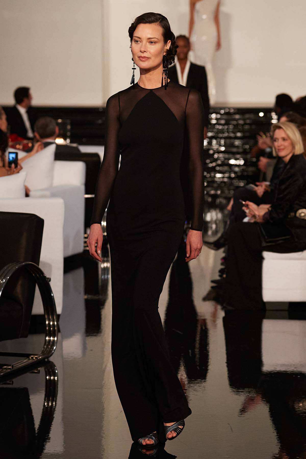 Ralph Lauren Corporation, black gown, sheer sleeves, HD Phone Wallpaper