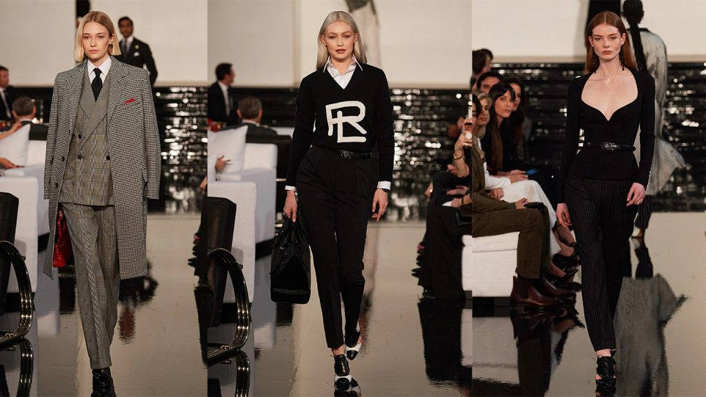 Ralph Lauren Corporation, three models, glossy runway, SD Desktop Wallpaper