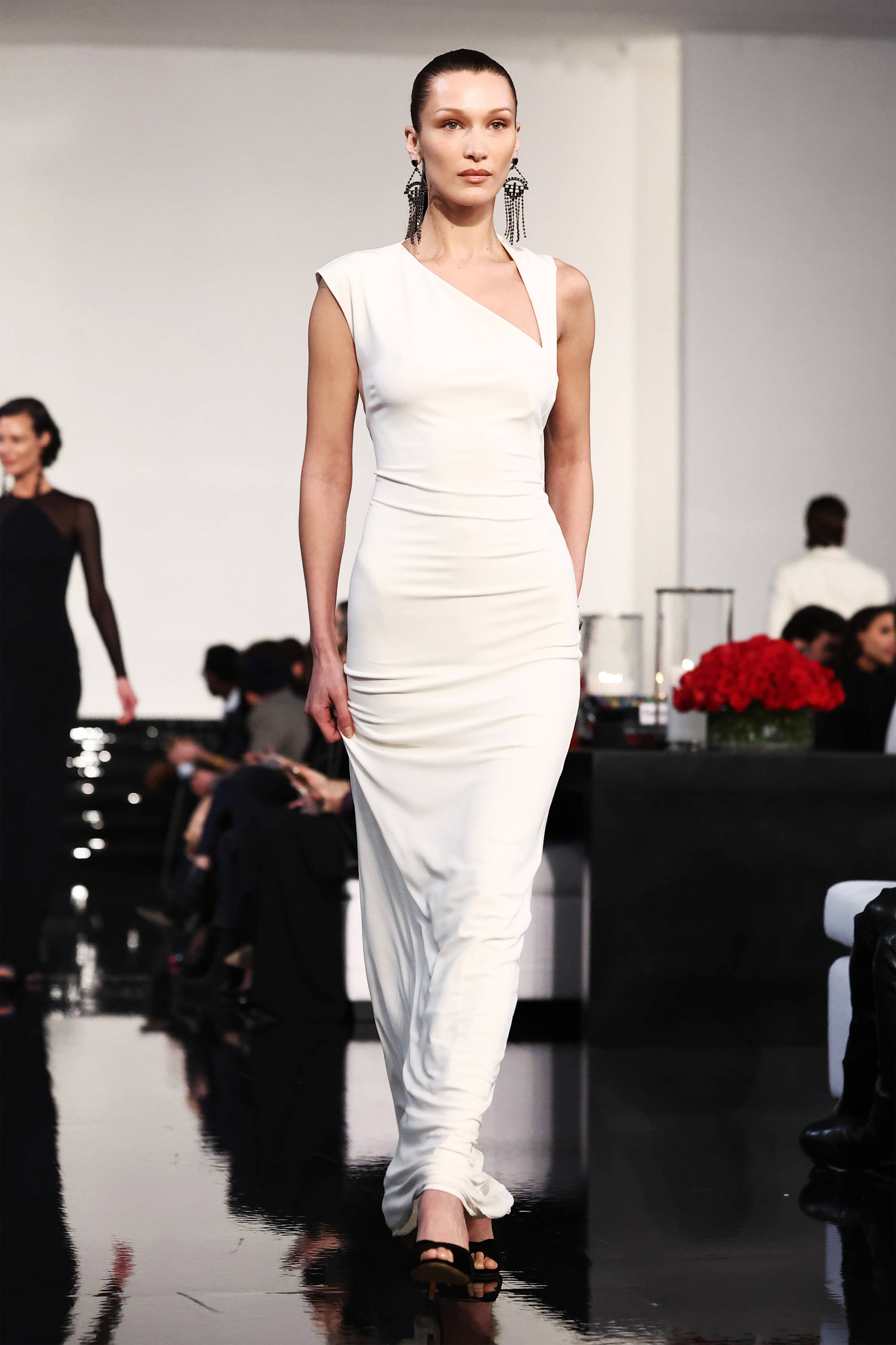 Ralph Lauren Corporation, white gown, glossy runway, 2K Phone Wallpaper