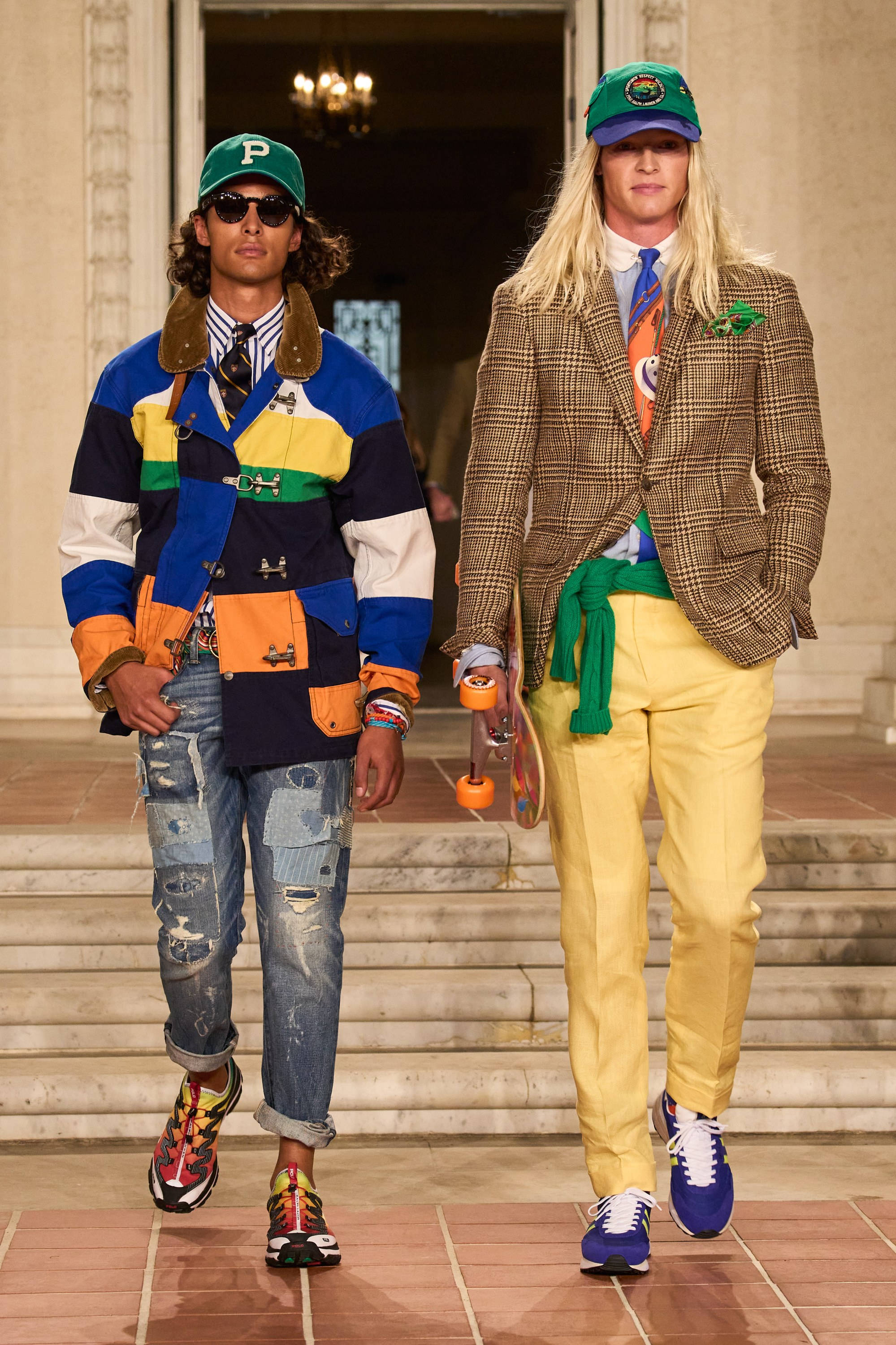 Ralph Lauren Corporation, two models, tiled runway, 2K Phone Wallpaper