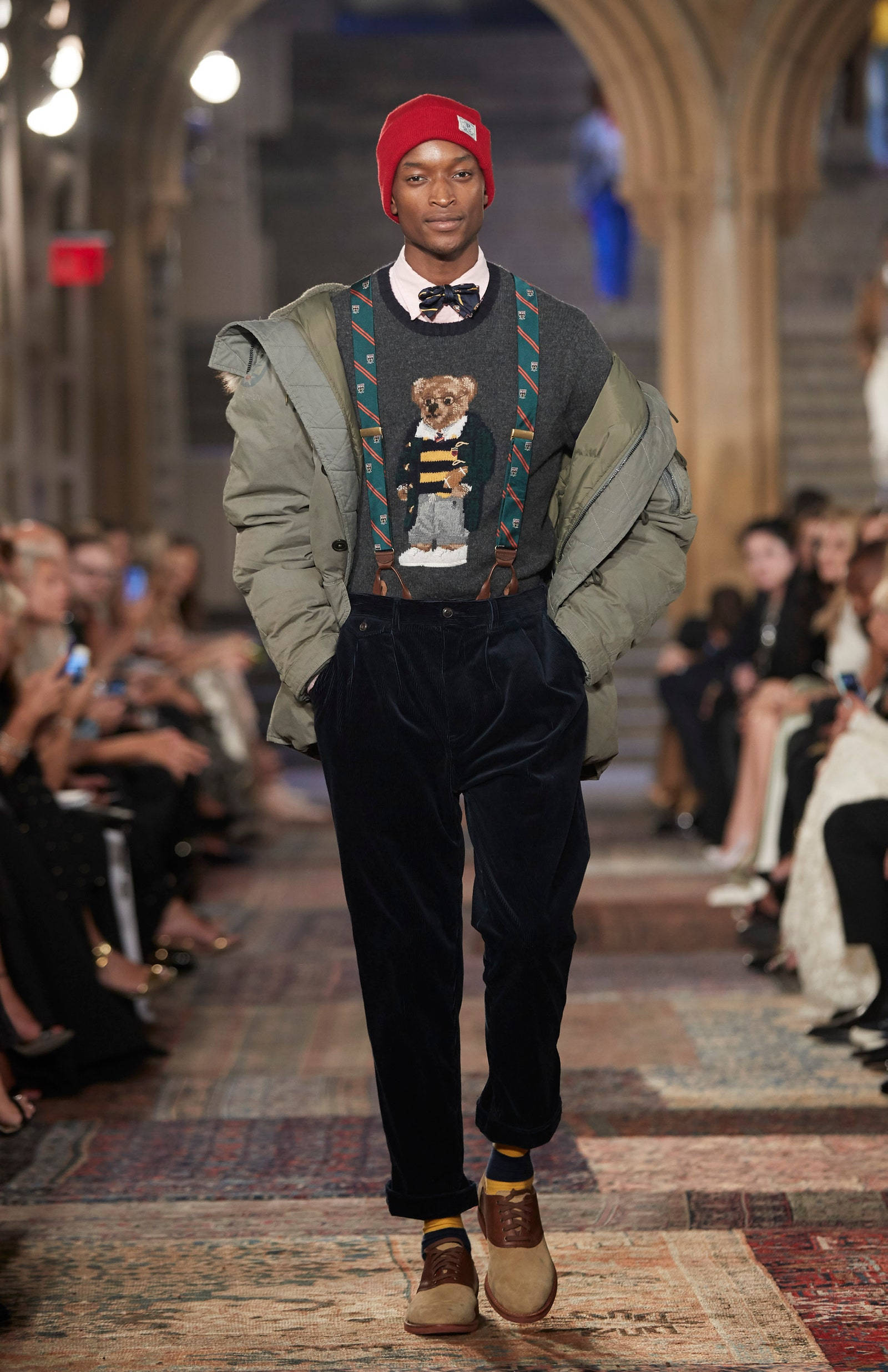 Ralph Lauren Corporation, bowtie bear, red beanie, Full HD Phone Wallpaper