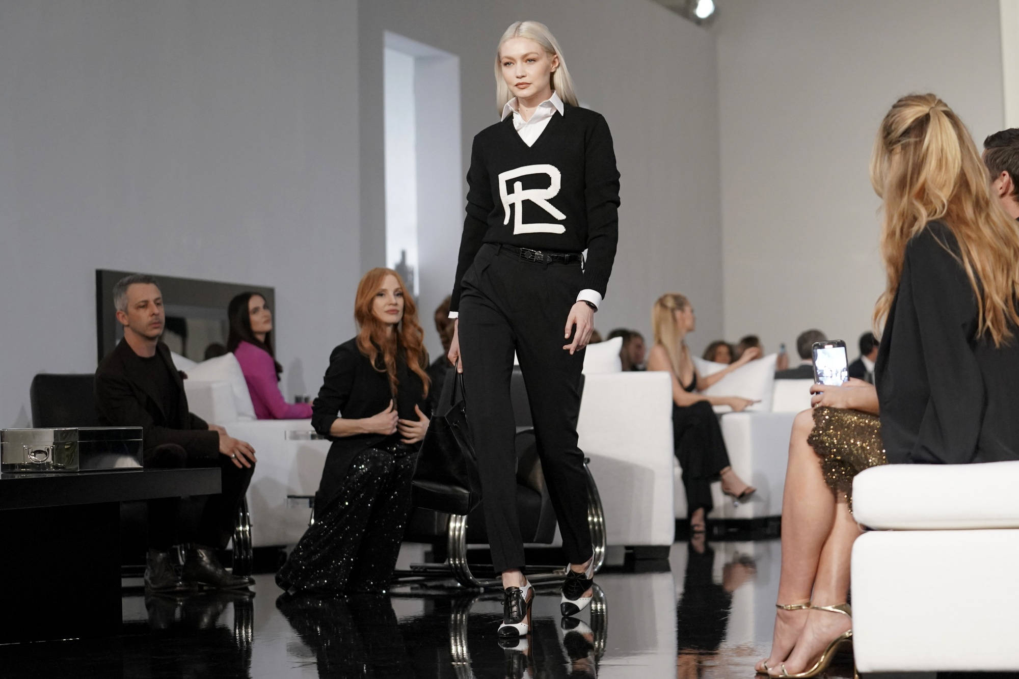 Ralph Lauren Corporation, blonde model, glossy black runway, Full HD Desktop Wallpaper