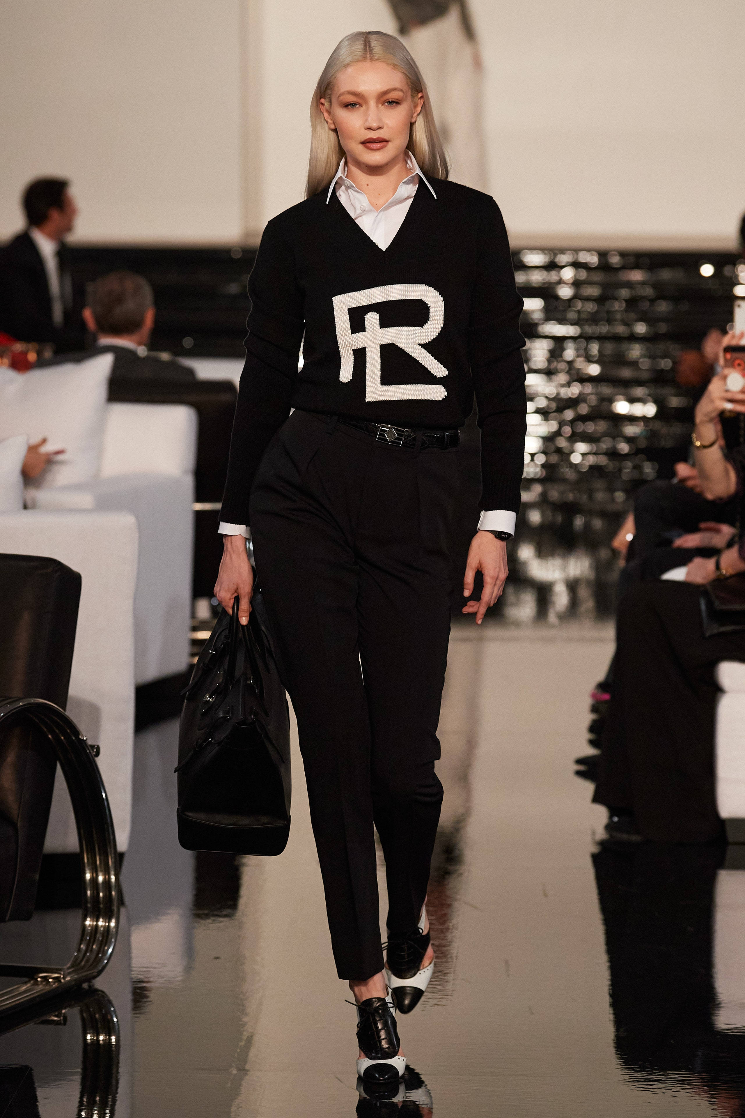Ralph Lauren Corporation, black sweater, white logo, 4K Phone Wallpaper