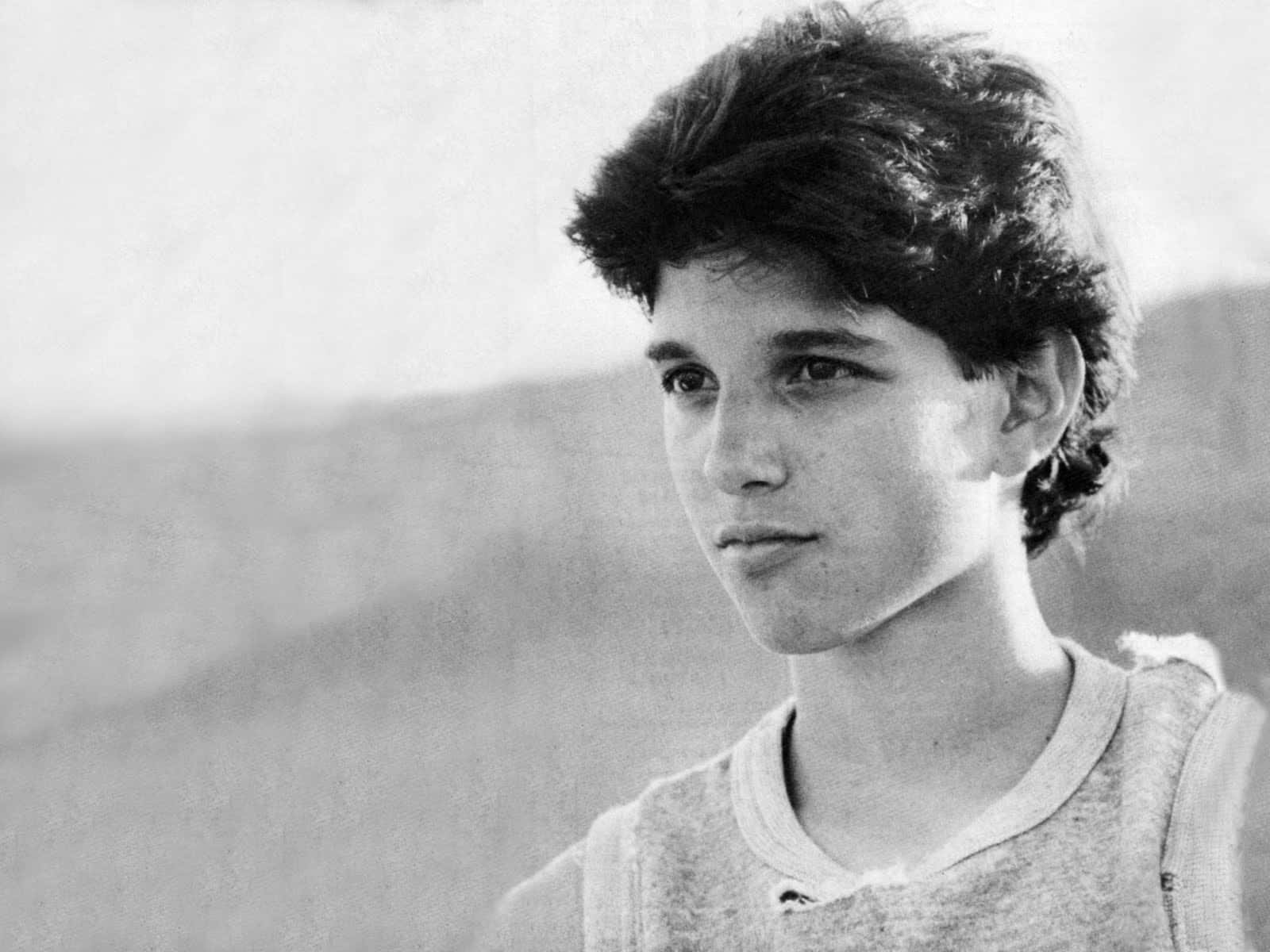 Ralph Macchio, black and white portrait, tousled hair, HD Desktop Wallpaper