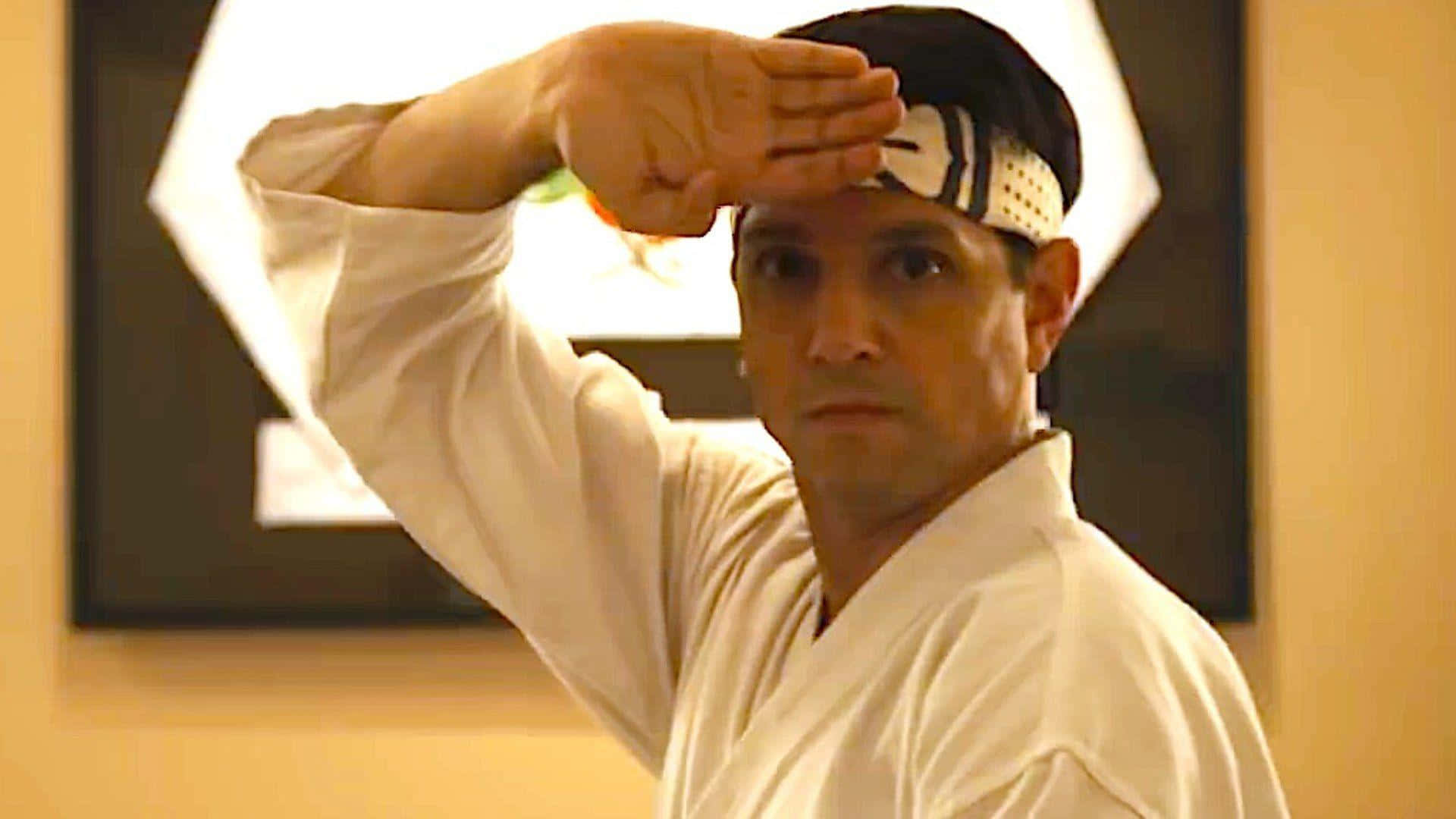 Ralph Macchio, white gi, headband, Full HD Desktop Wallpaper