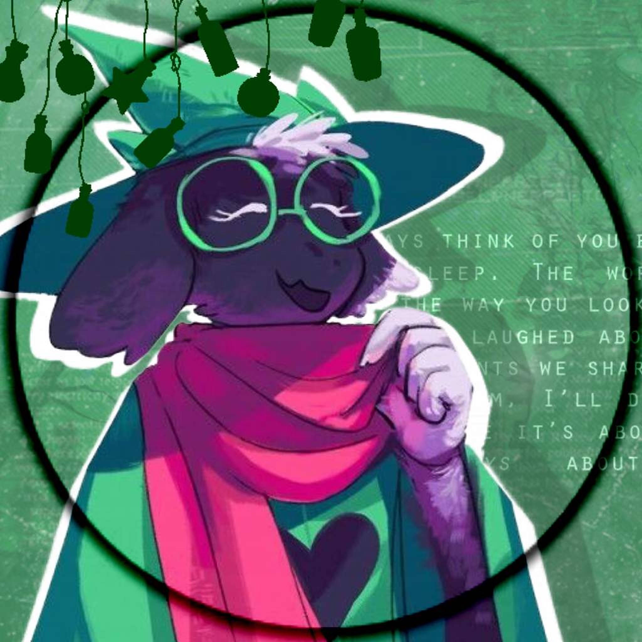 Ralsei, purple anthropomorphic dog, green glasses, Full HD Desktop Wallpaper